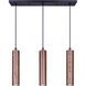 Carver 3 Light 24 inch Matte Black and Faux Wood Pendant Ceiling Light