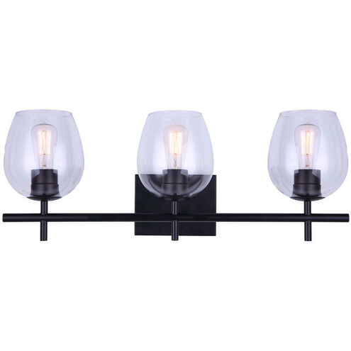 Madison 3 Light 25 inch Black Vanity Light Wall Light