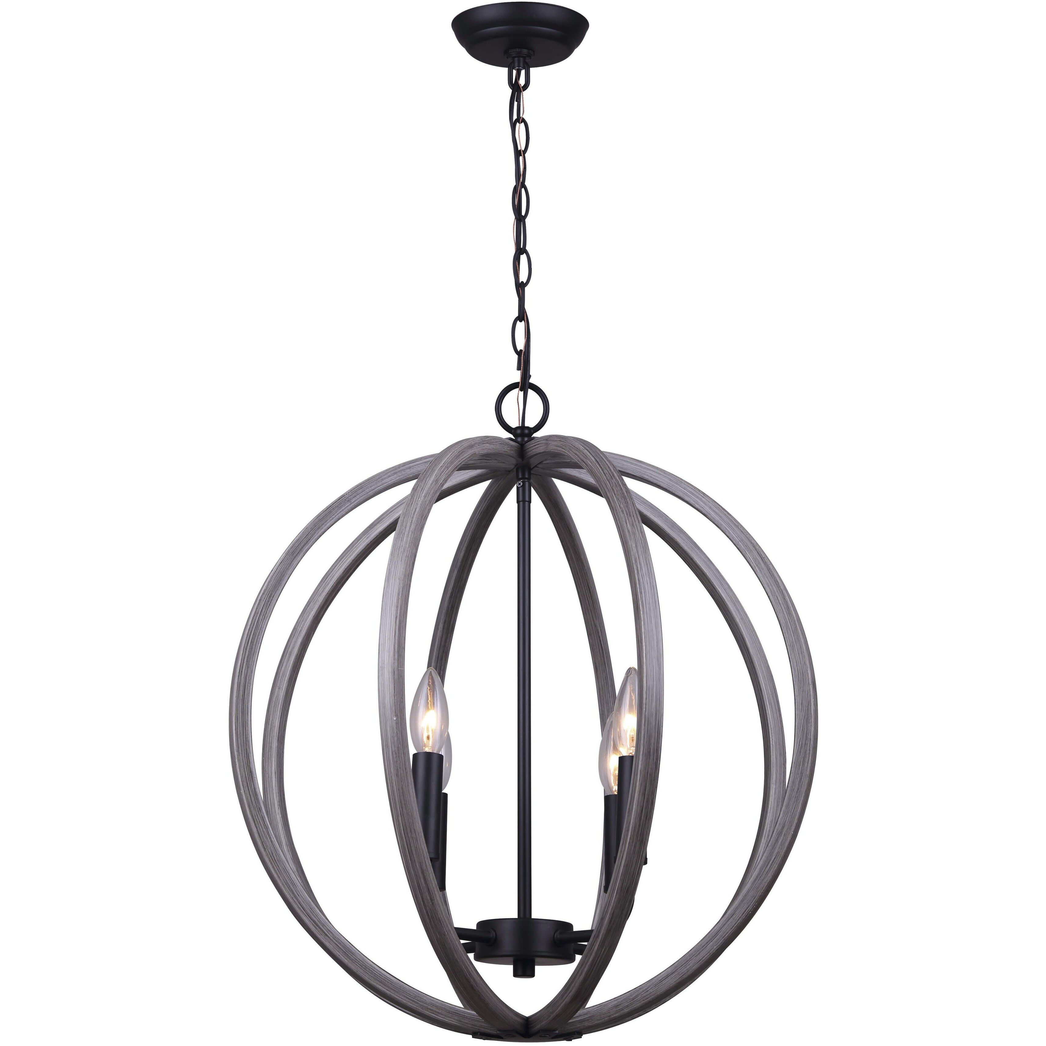 Armelle 4 Light 19.75 inch Black/Grey/Faux Wood Pendant Ceiling Light
