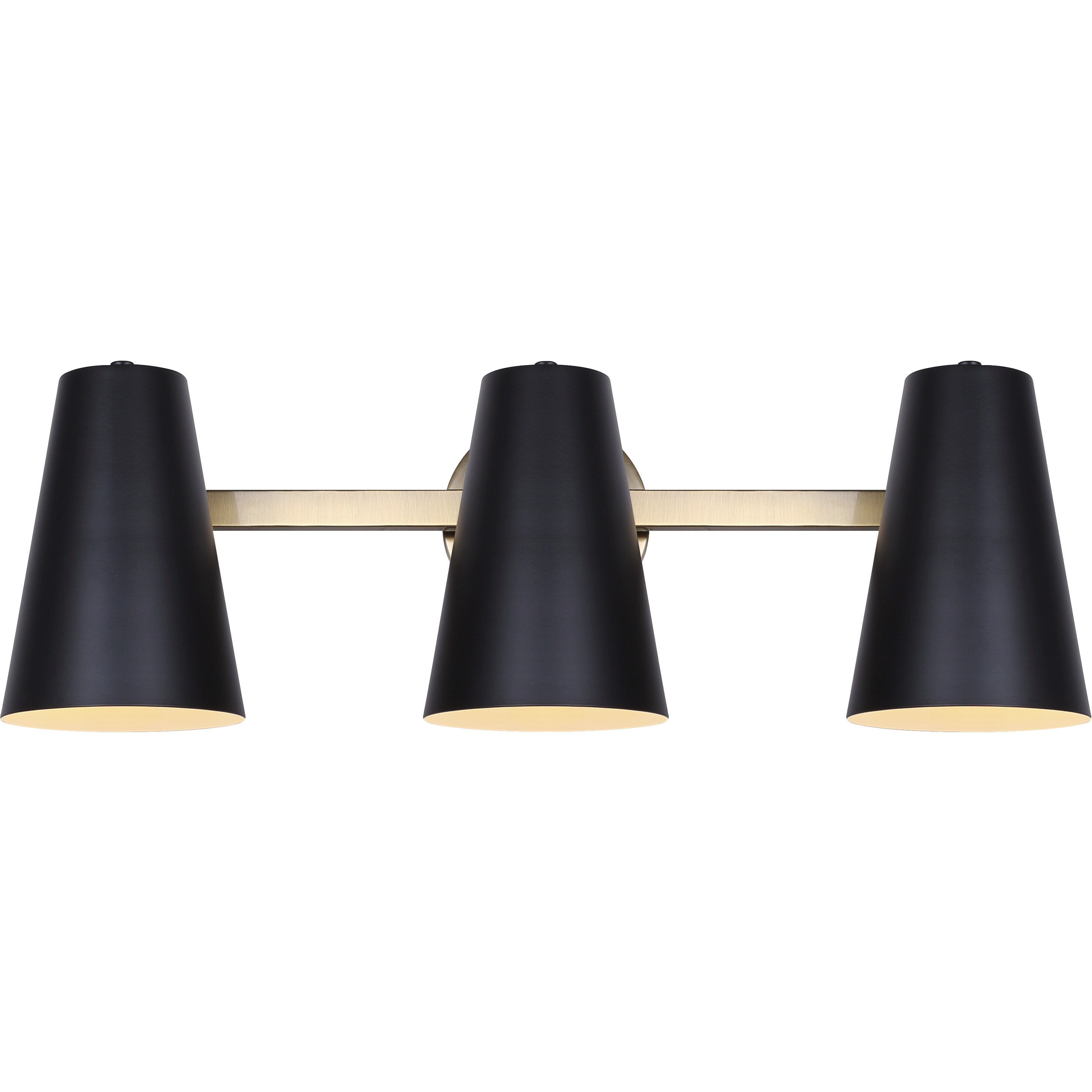 Harken 3 Light 24.5 inch Black/Gold Vanity Light Wall Light