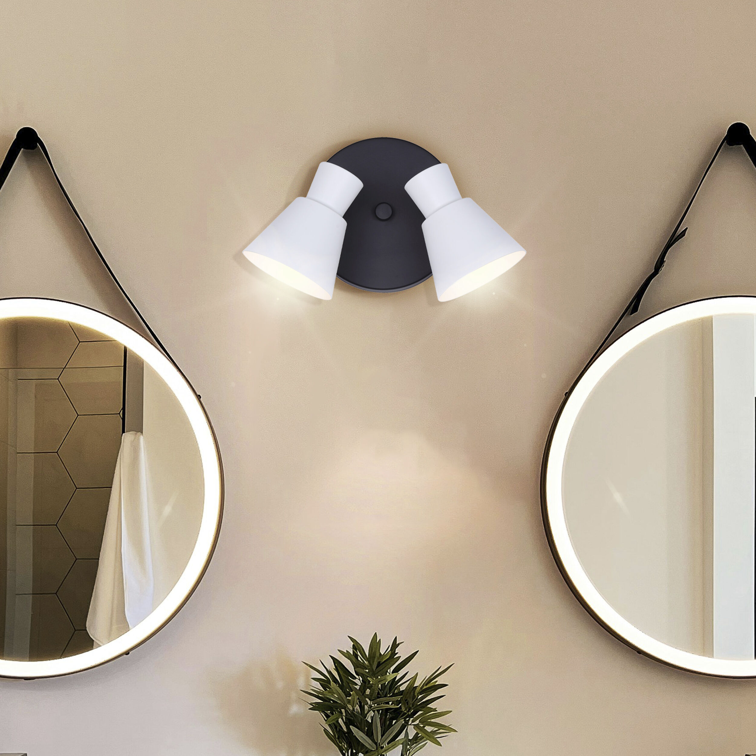 Radley 2 Light Black/White Track Lighting Ceiling Light