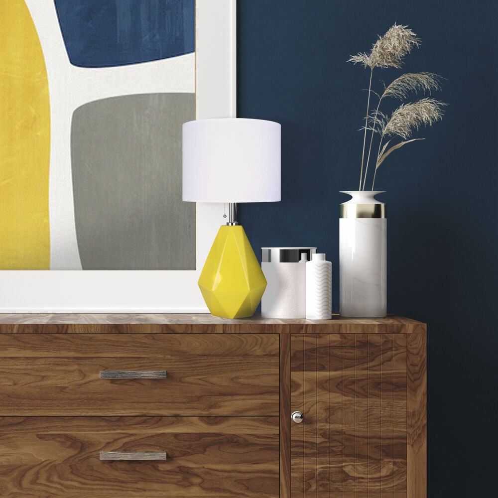 Persei 25 inch 100.00 watt Mustard Yellow and Chrome Table Lamp Portable Light