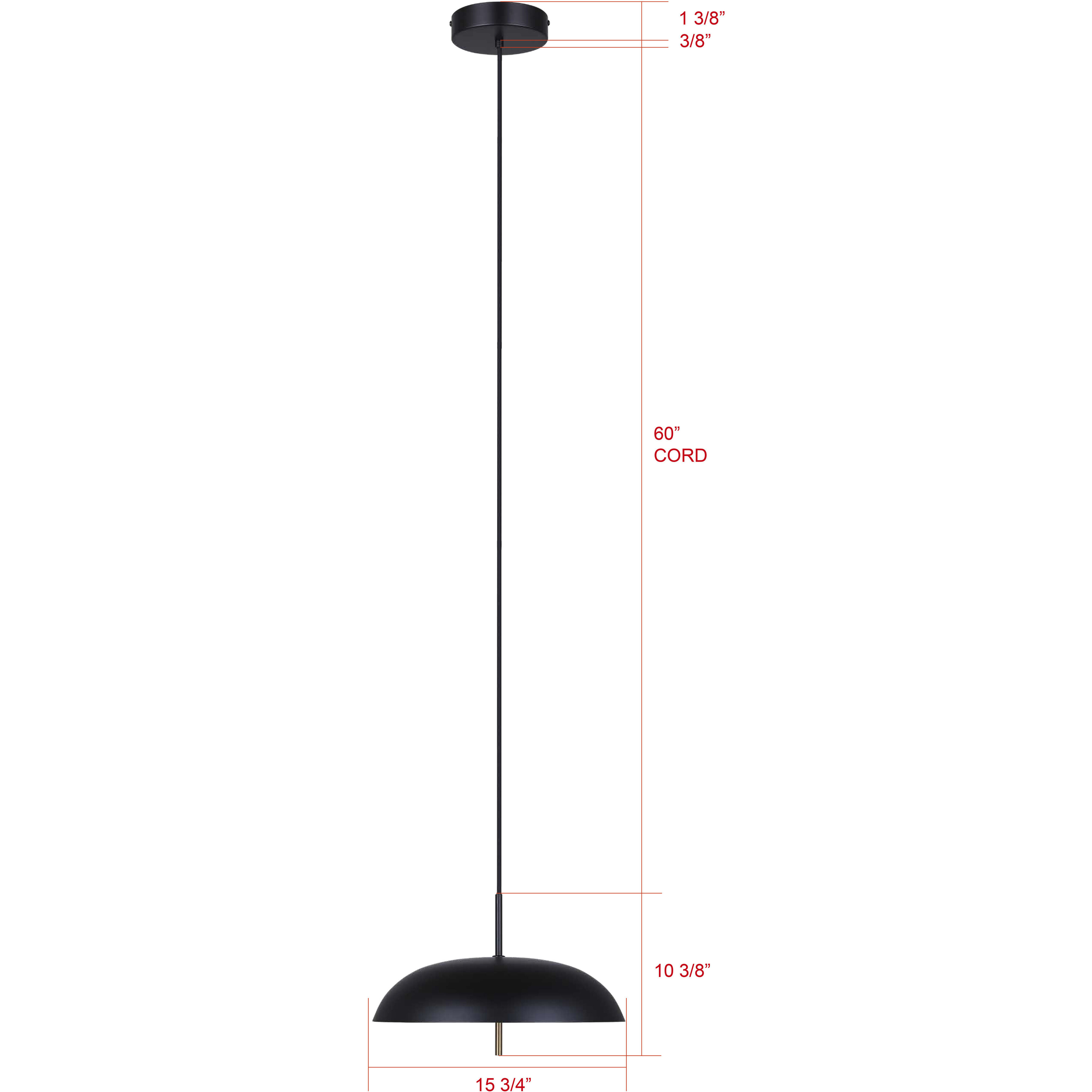 Kelvin LED 15.63 inch Black/Gold Pendant Ceiling Light in Black And Gold