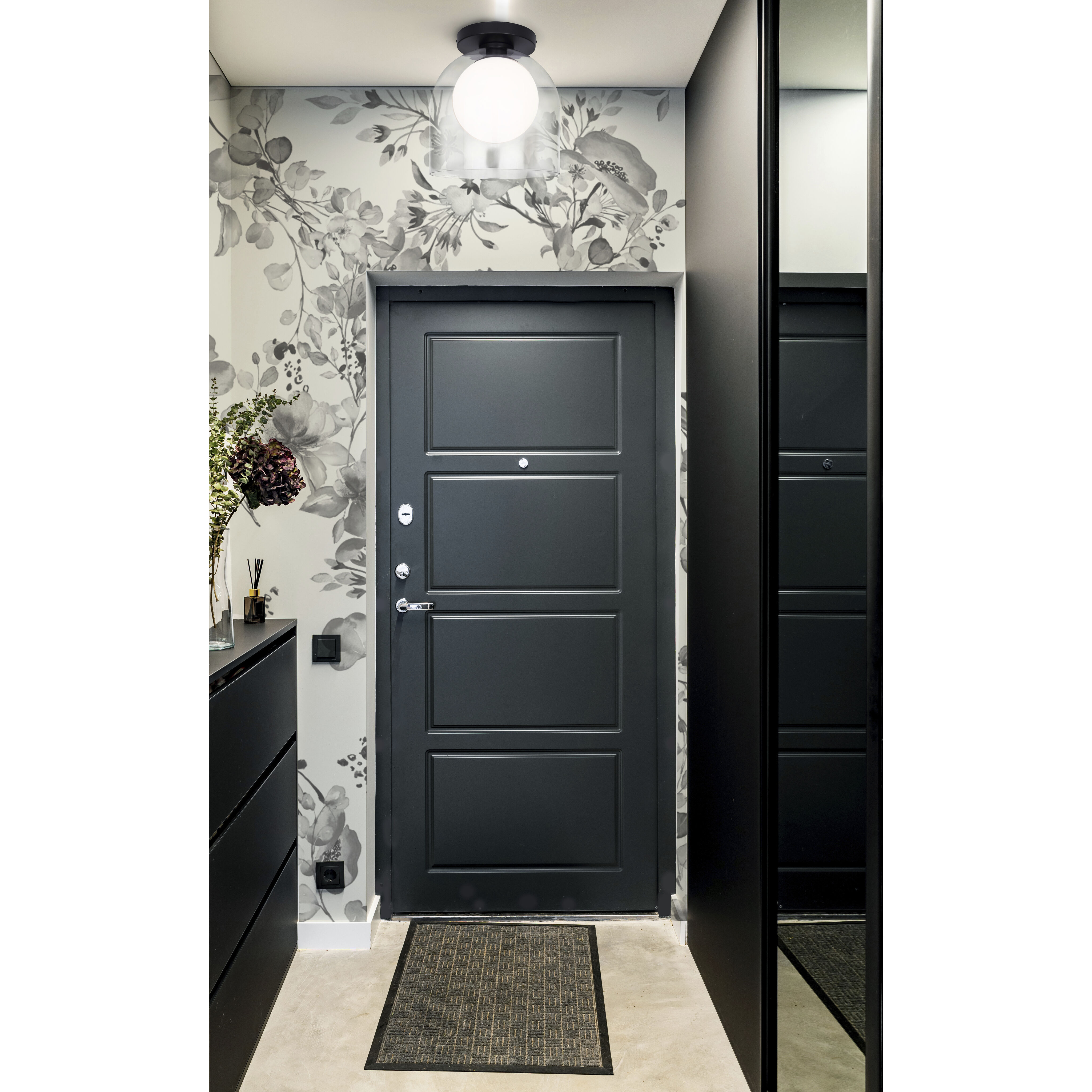 Pelia 1 Light 11.88 inch Black Flush Mount Ceiling Light