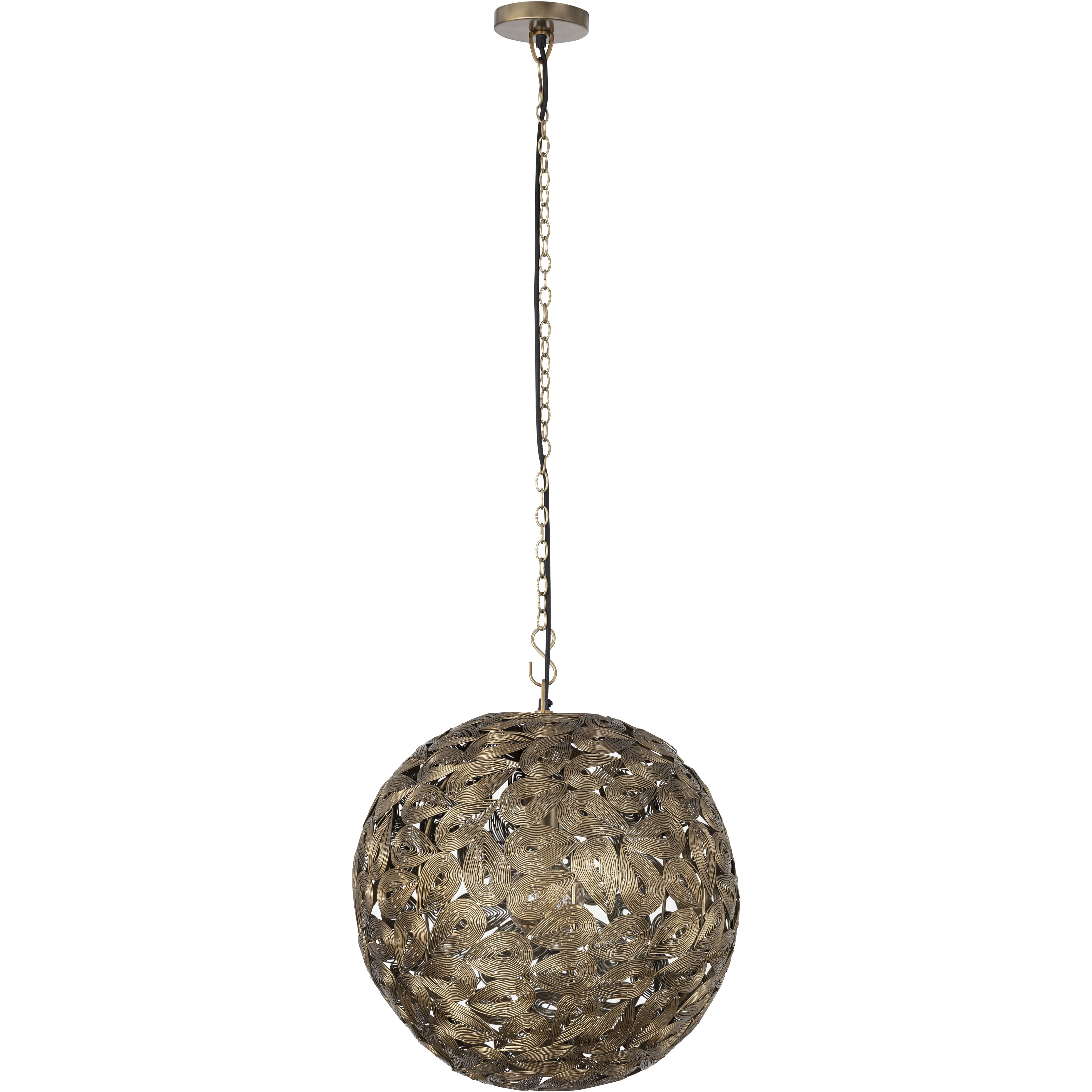 Kora 1 Light 15 inch Antique Brass Pendant Ceiling Light