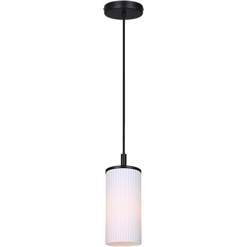 Kinslea 1 Light 4.75 inch Matte Black Pendant Ceiling Light in White Glass