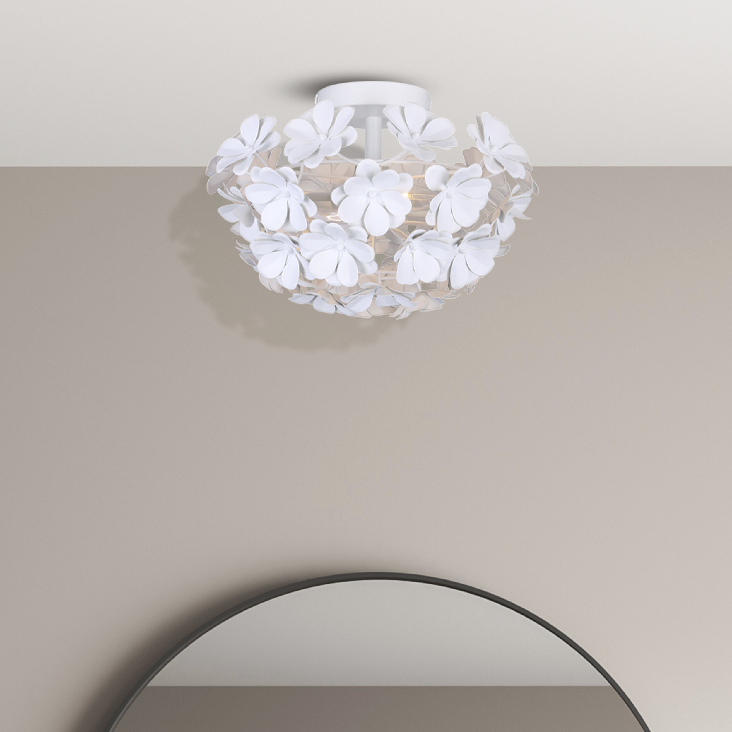 Cassia 2 Light 15 inch White Flush Mount Ceiling Light
