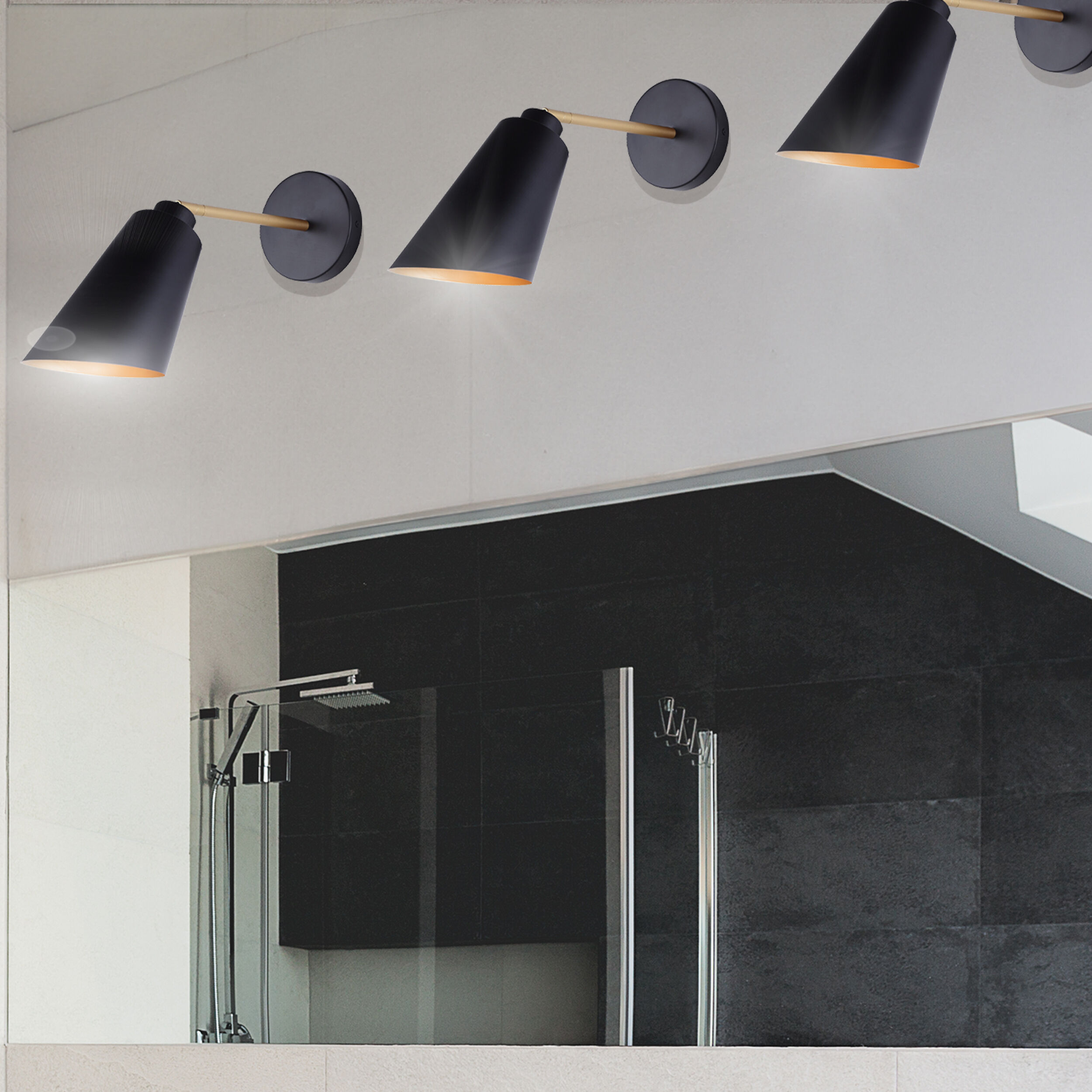 Rame 1 Light 11.66 inch Black/Gold Vanity Light Wall Light