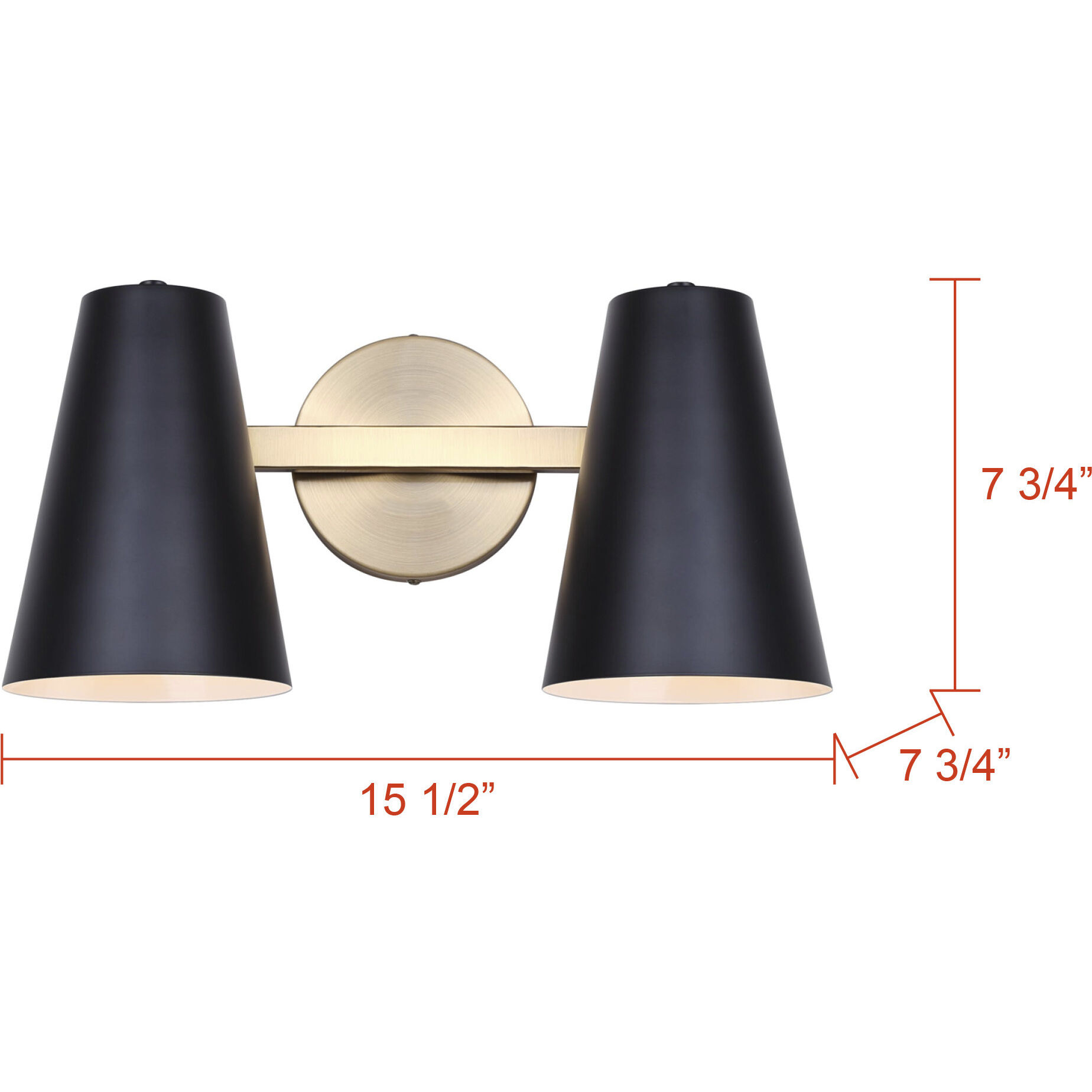 Harken 2 Light 15.5 inch Matte Black and Gold Vanity Light Wall Light