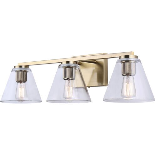 Berklie 3 Light 25.5 inch Gold Vanity Light Wall Light