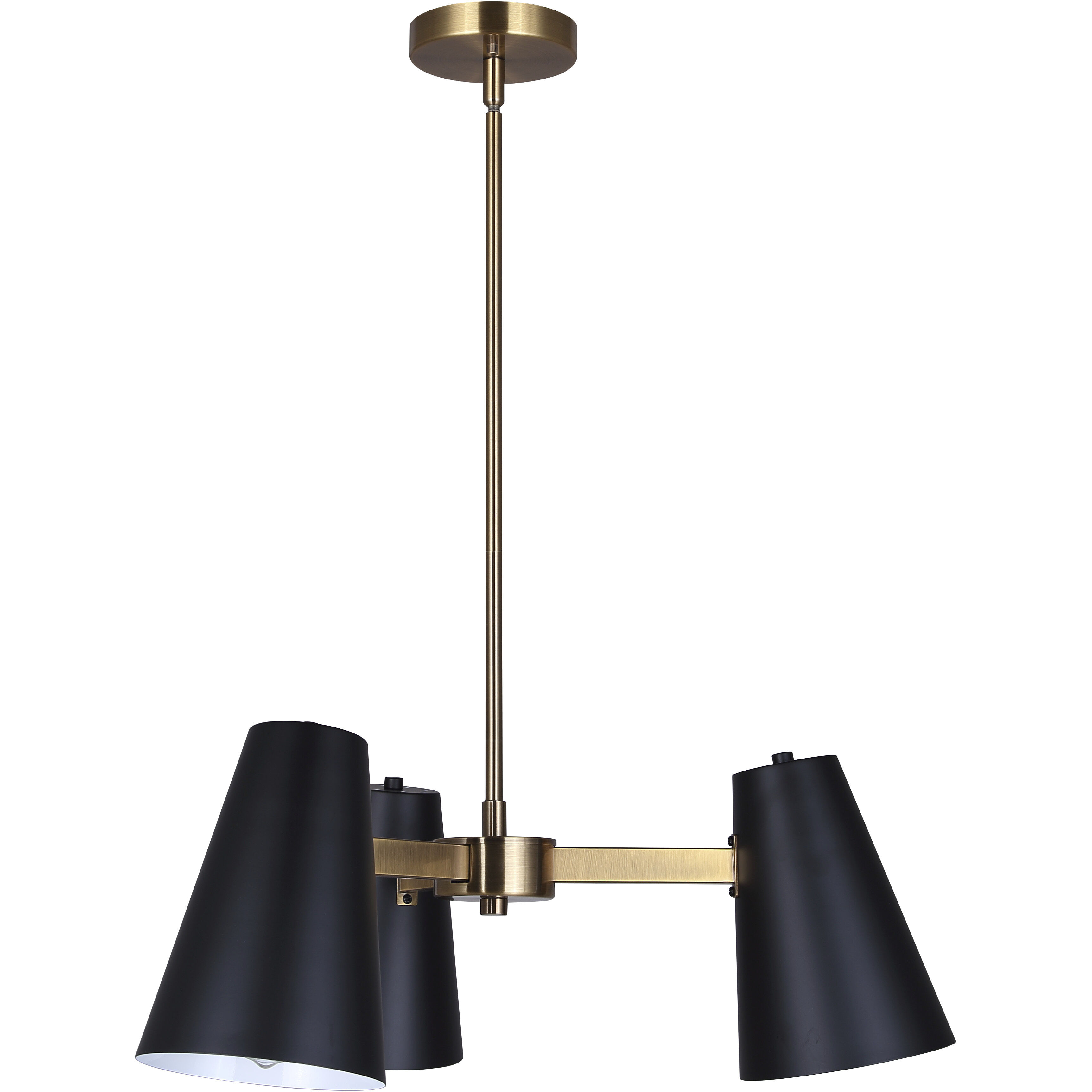 Harken 3 Light 23 inch Black/Gold Chandelier Ceiling Light