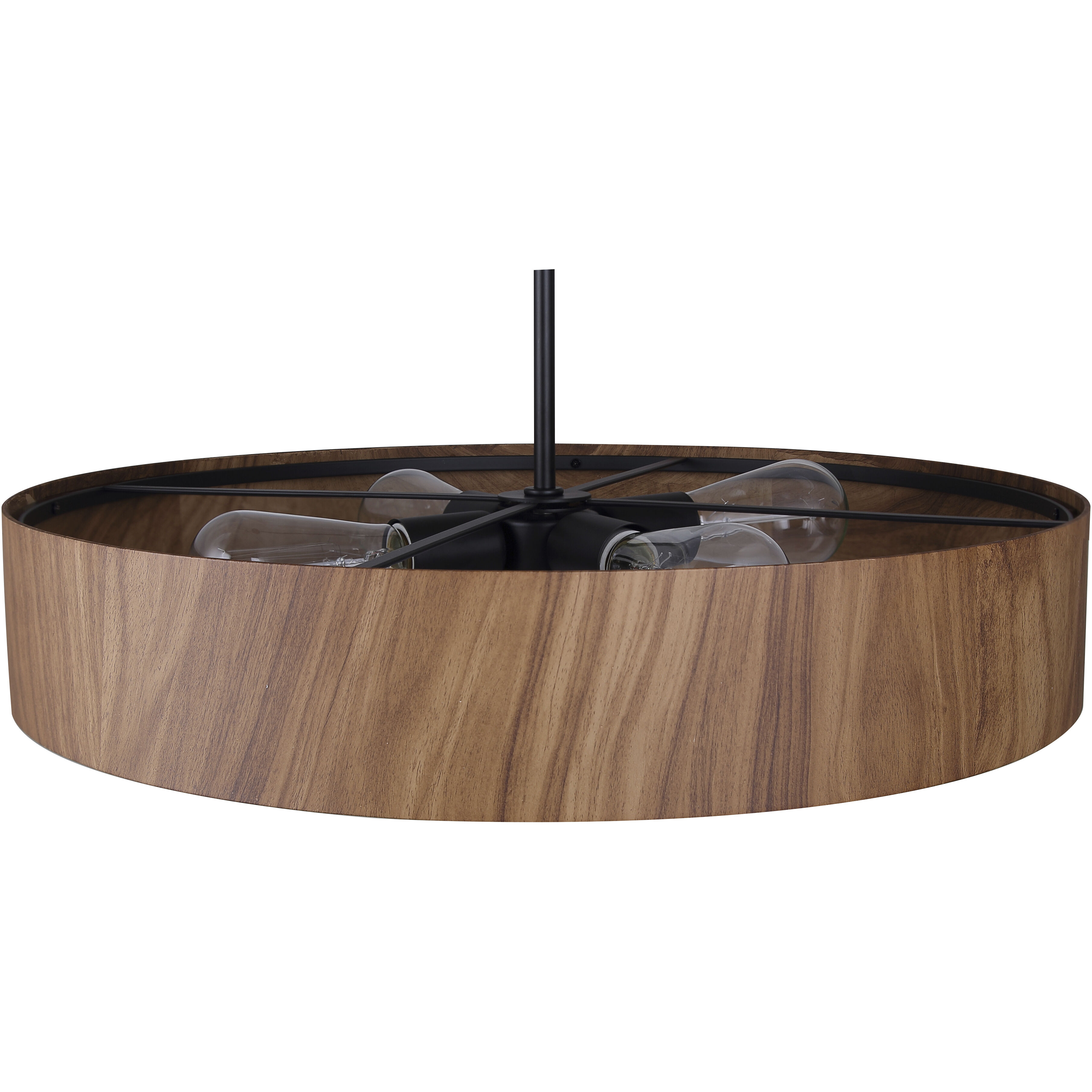 Dexter 4 Light 22 inch Black and Wood Pendant Ceiling Light in Faux Wood