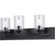 Hampton 3 Light 24 inch Matte Black Vanity Light Wall Light