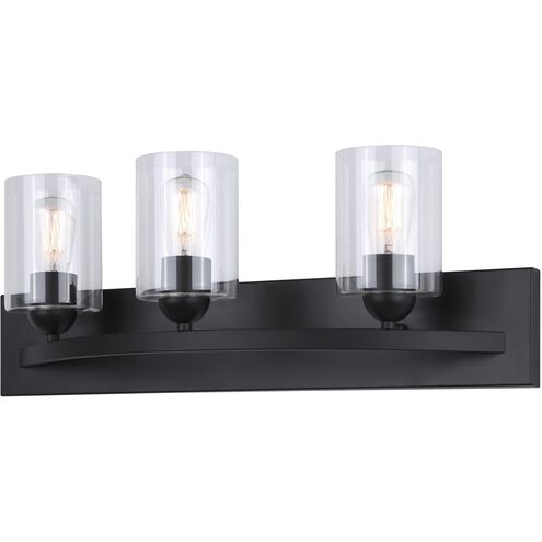 Hampton 3 Light 24 inch Matte Black Vanity Light Wall Light