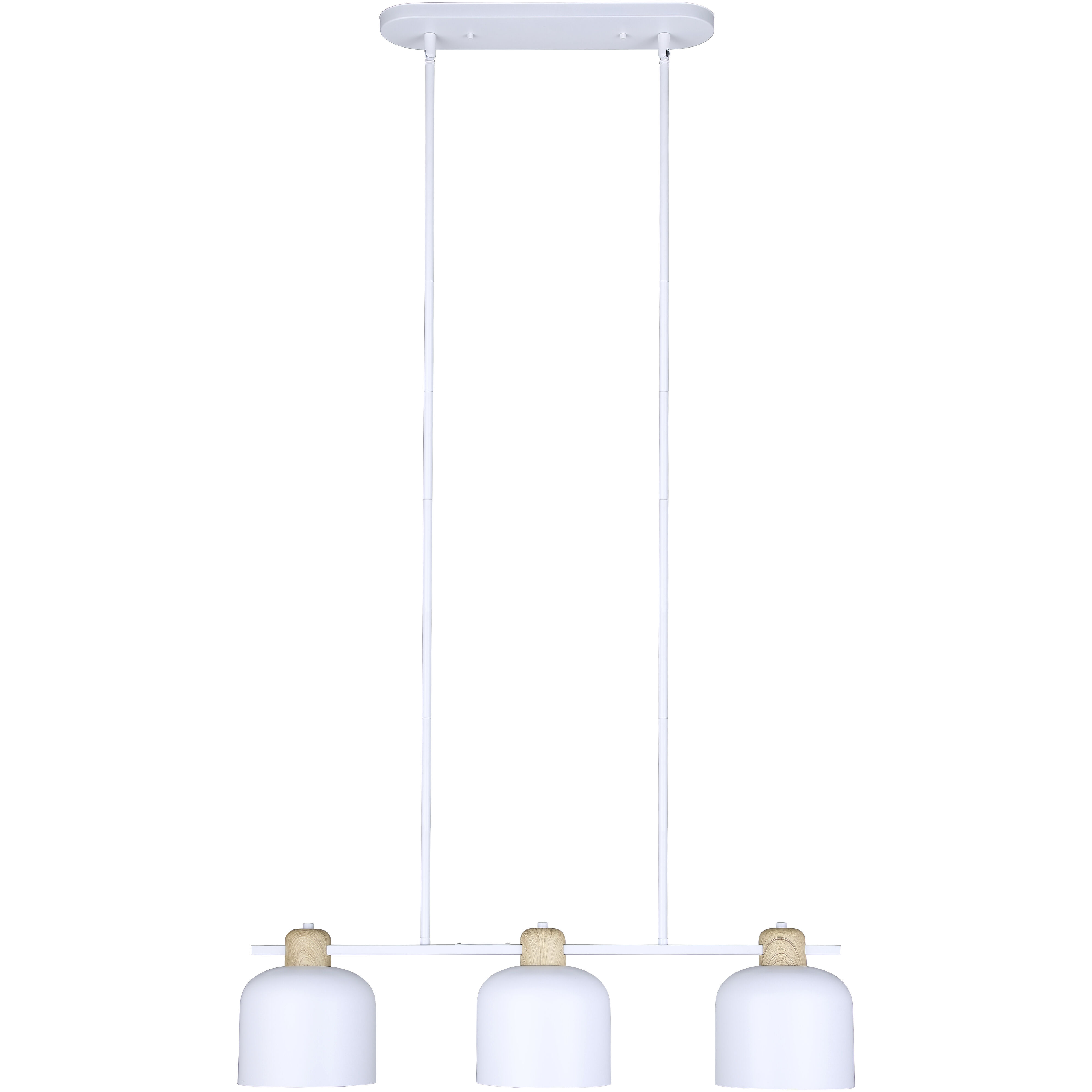 Caleb 3 Light 7 inch Matte White & Wood Pendant Ceiling Light