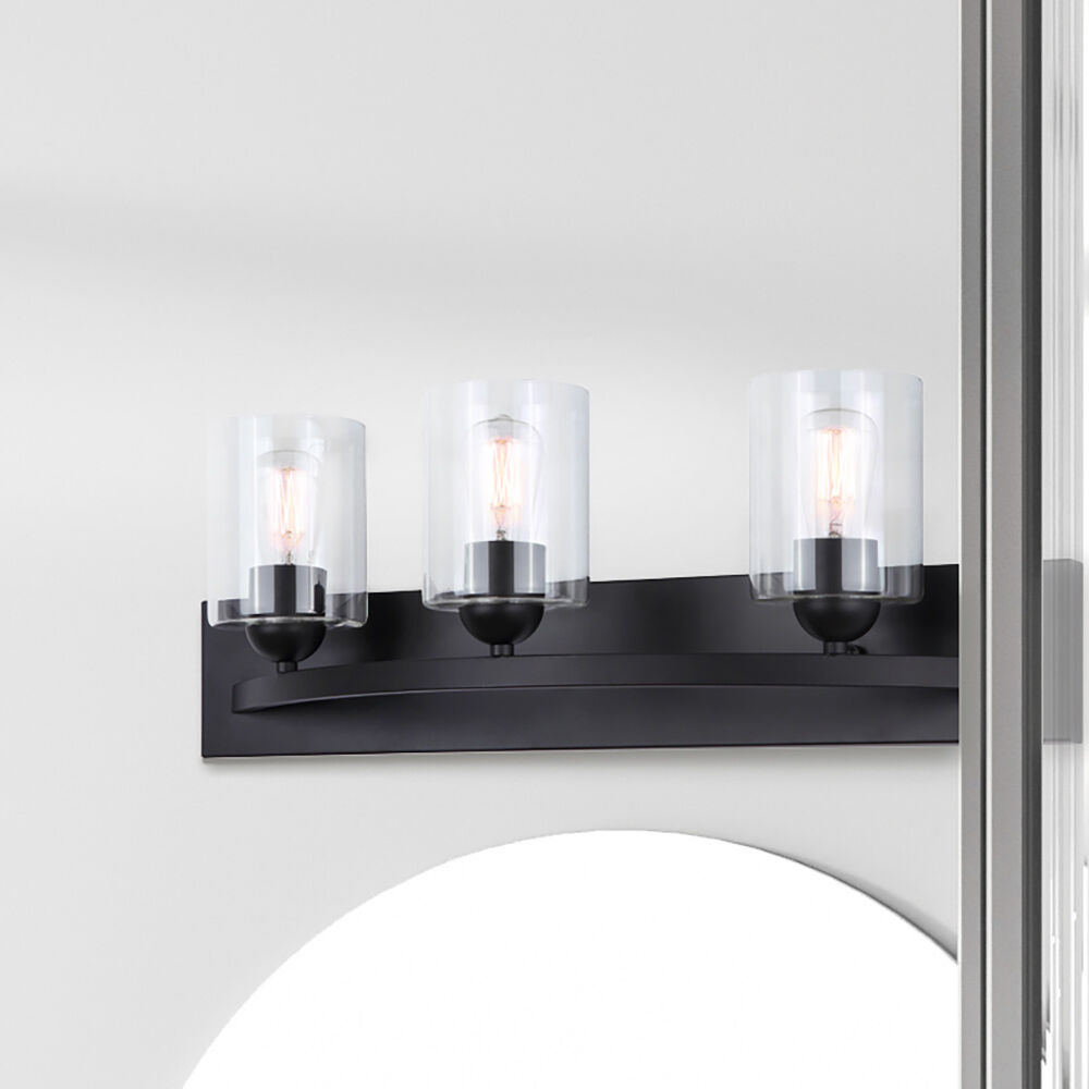 Hampton 3 Light 24 inch Matte Black Vanity Light Wall Light