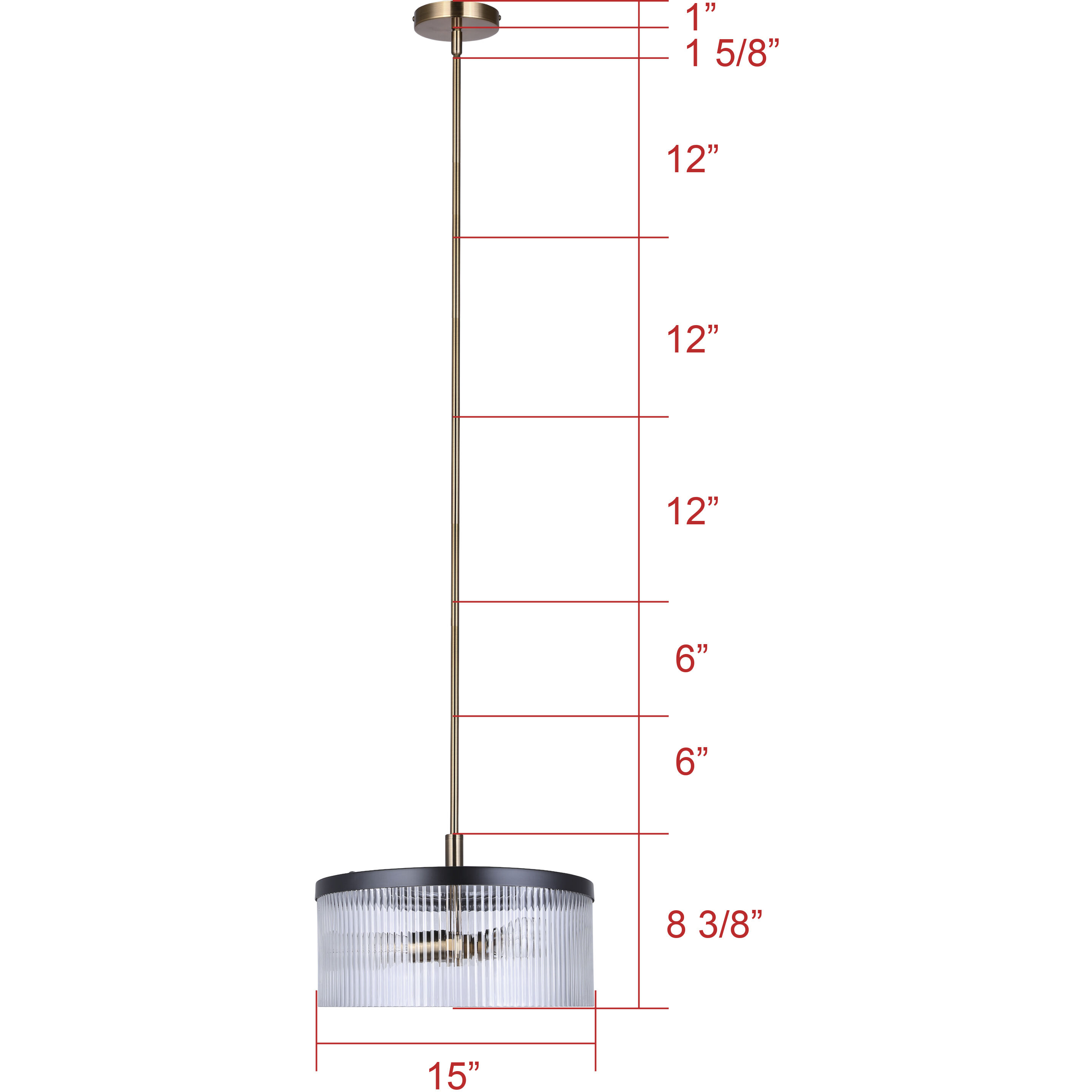 Jenner 3 Light 15 inch Black/Gold Chandelier Ceiling Light