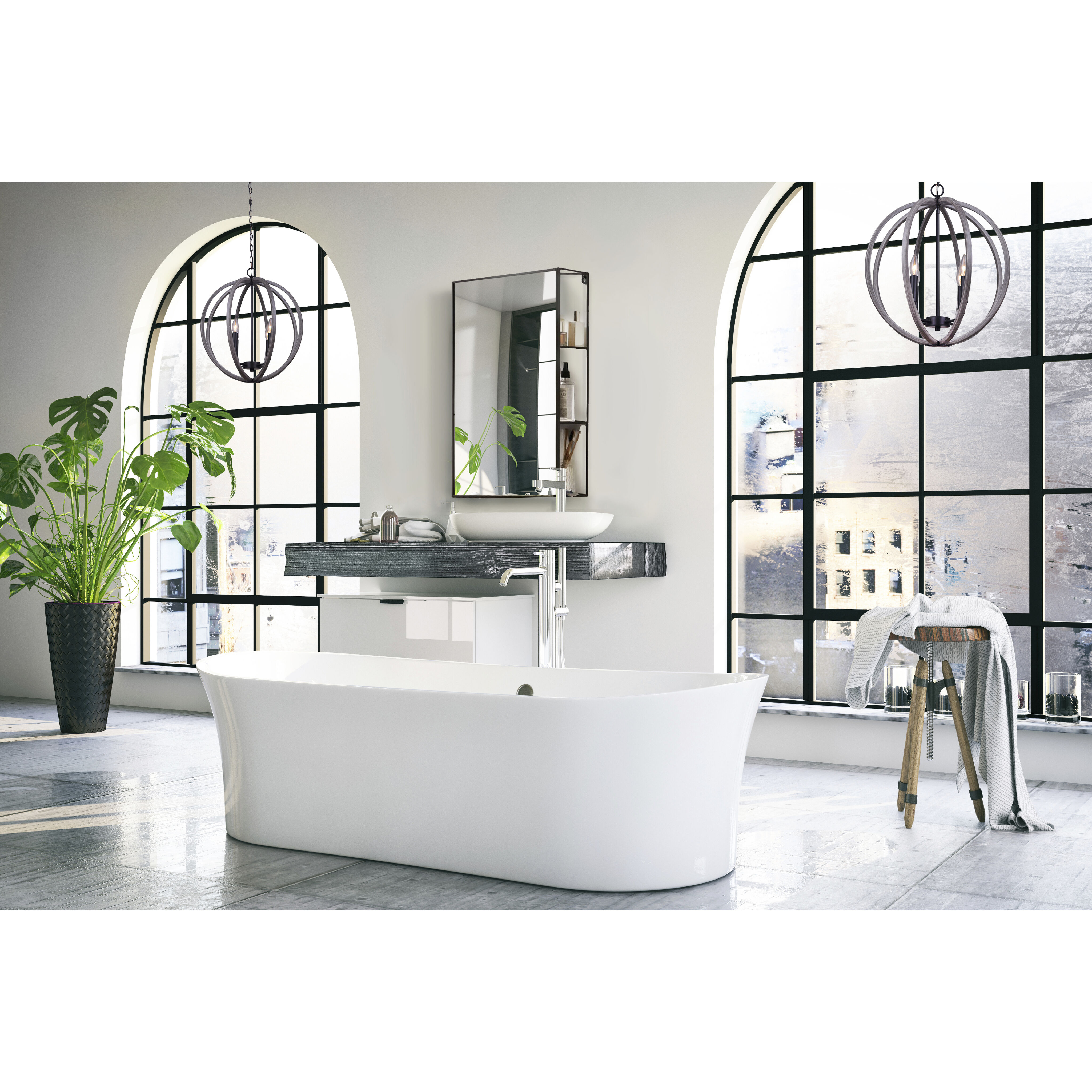 Armelle 4 Light 19.75 inch Black/Grey/Faux Wood Pendant Ceiling Light