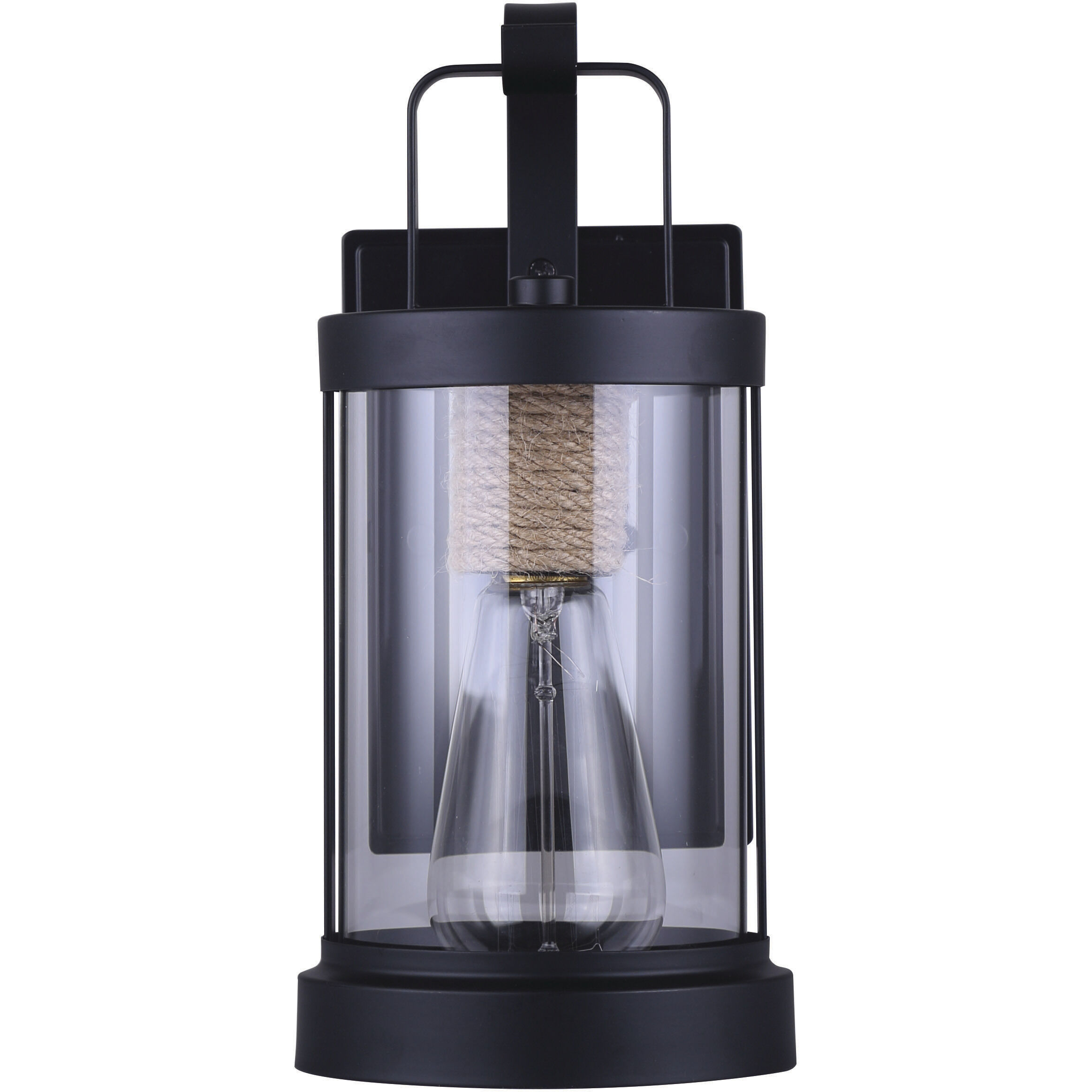 Madison 1 Light 12 inch Matte Black and Rope Outdoor Wall Light