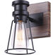 Madison 1 Light 7 inch Black and Faux Wood Vanity Light Wall Light