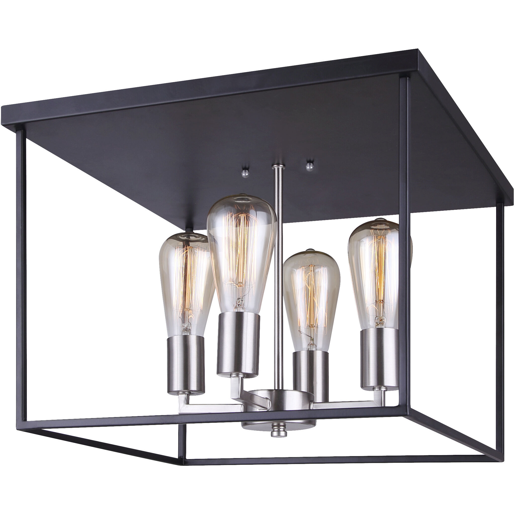 Madison 4 Light 16 inch Matte Black and Brushed Nickel Flush Mount Ceiling Light