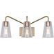 Everly 3 Light 24 inch Gold Vanity Light Wall Light