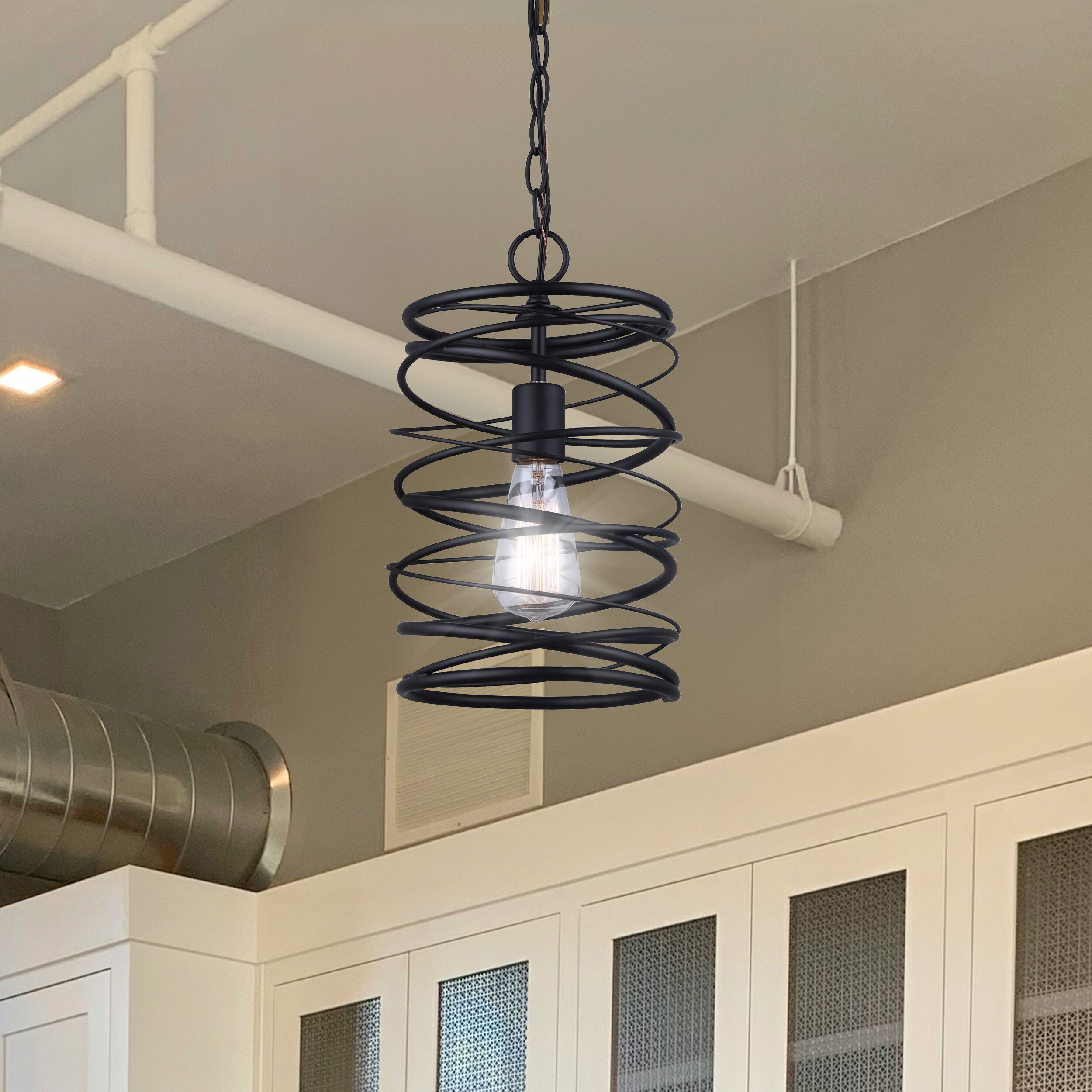 Madison 1 Light 8 inch Black Pendant Ceiling Light