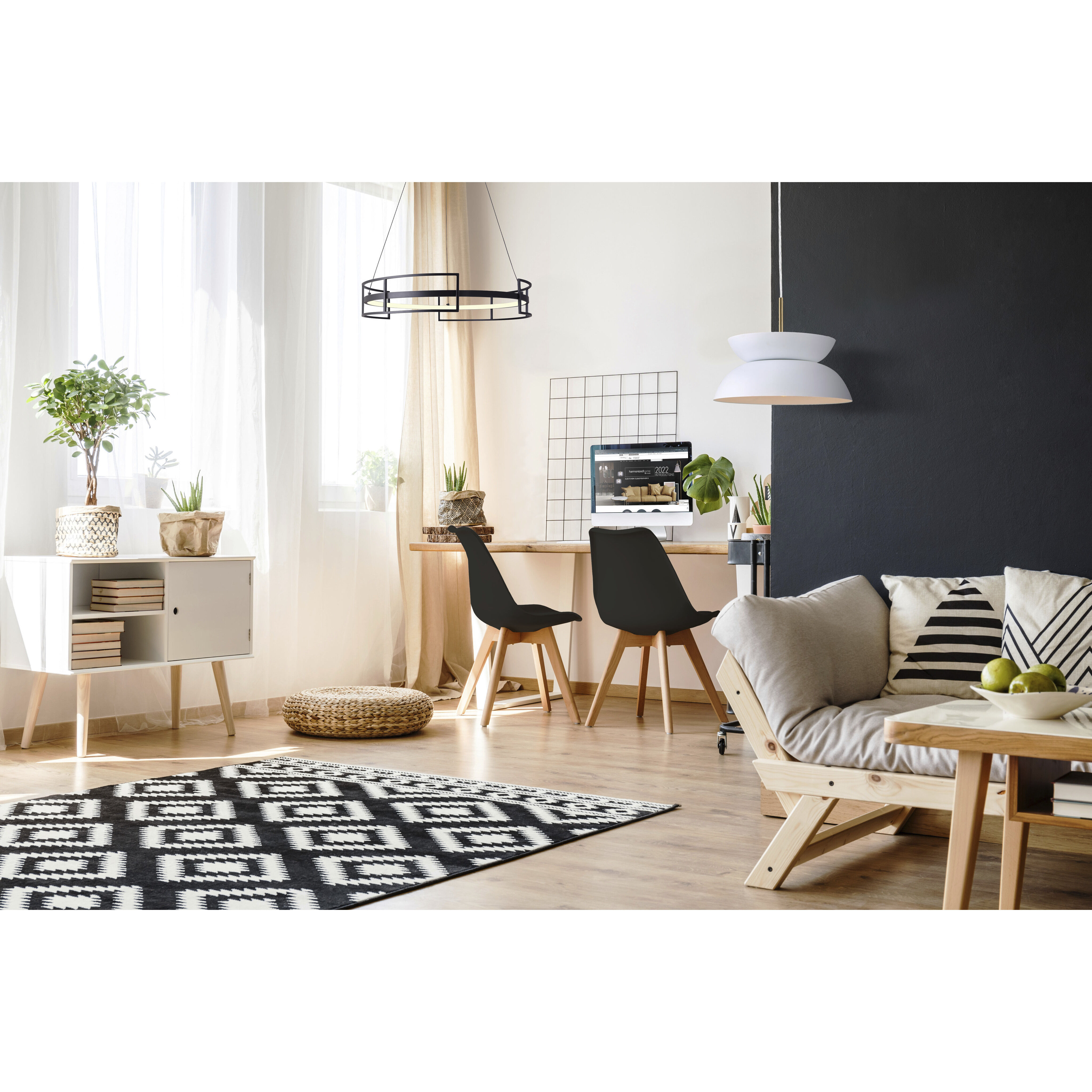 Amora LED 24 inch Black Chandelier Ceiling Light