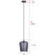 Leandro 1 Light 9 inch Matte Black Corded Pendant Ceiling Light in Smoked Ribbed Glass