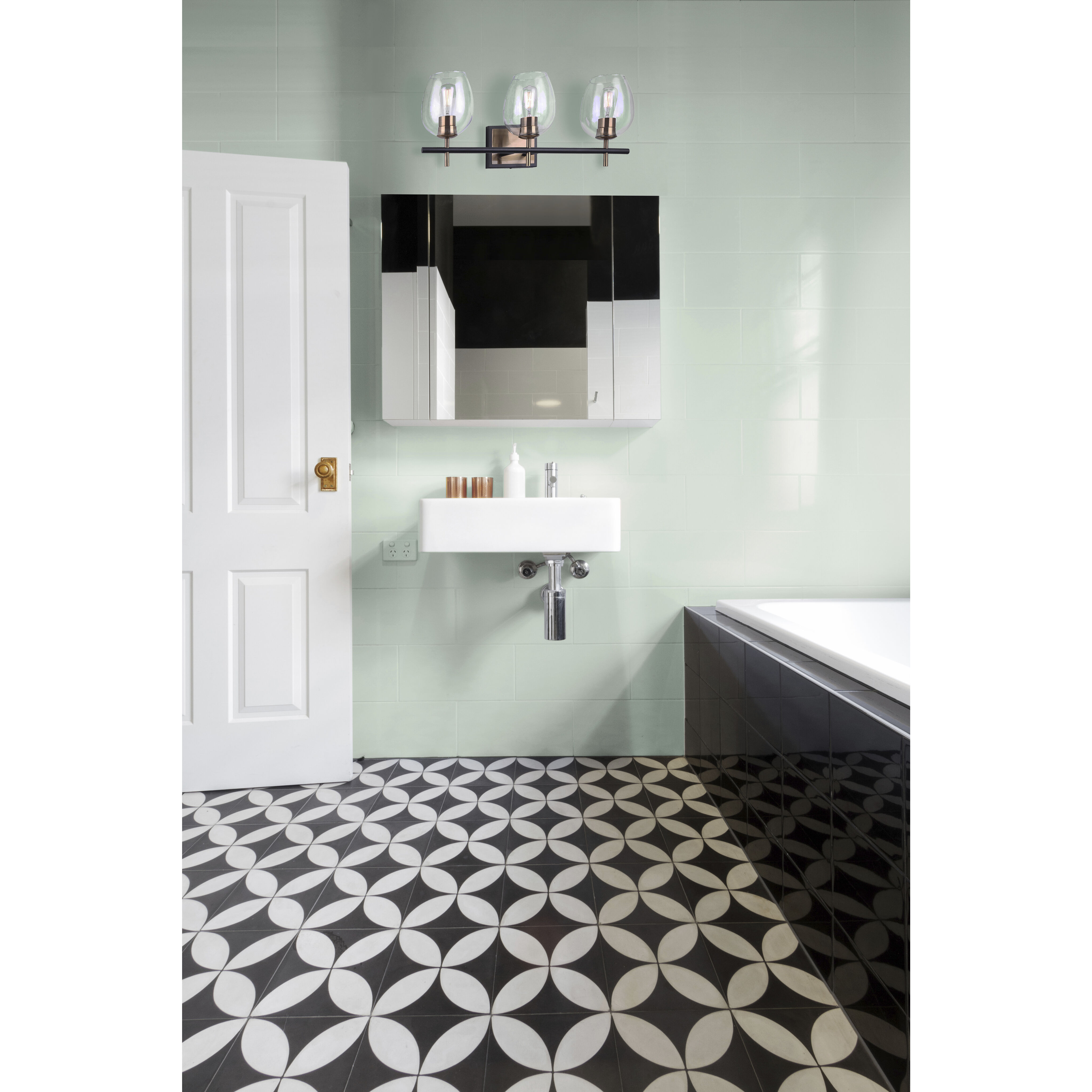 Madison 3 Light 25 inch Black Vanity Light Wall Light