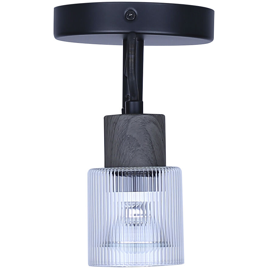 Owen 1 Light Black and Wood Track Lighting Ceiling Light