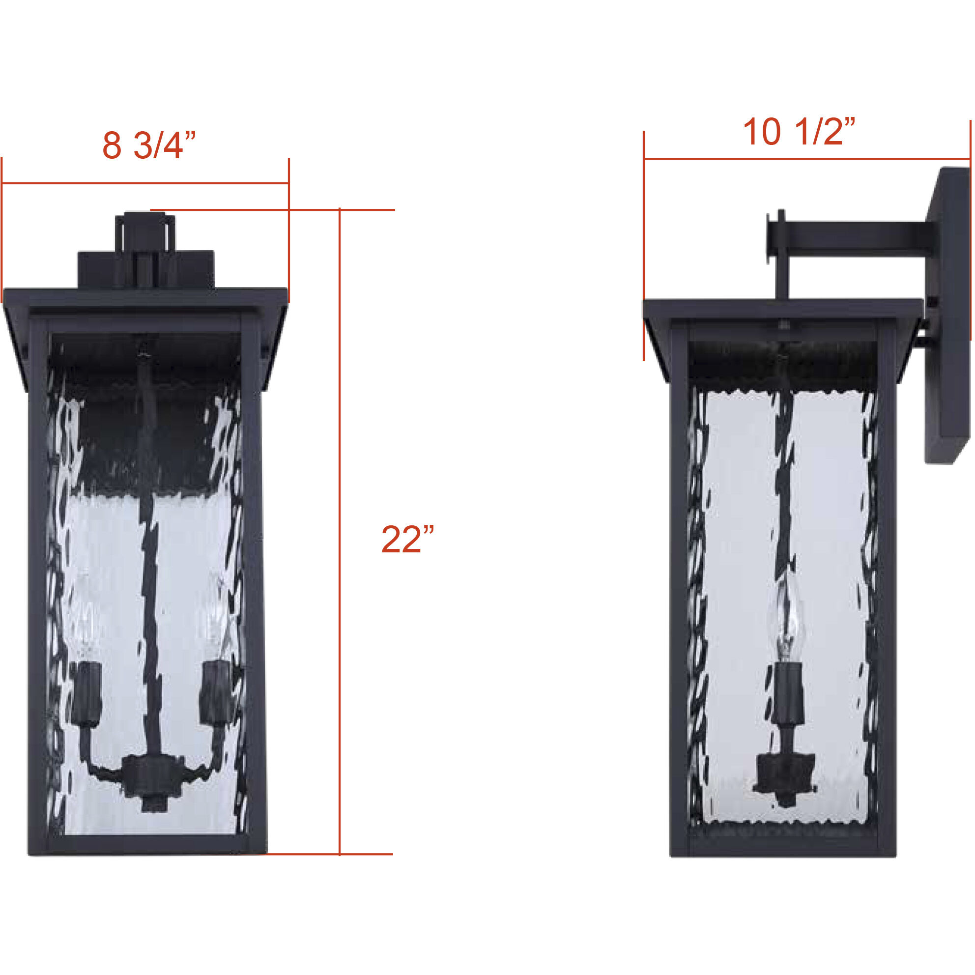 Shana 2 Light 22 inch Black Outdoor Wall Lantern