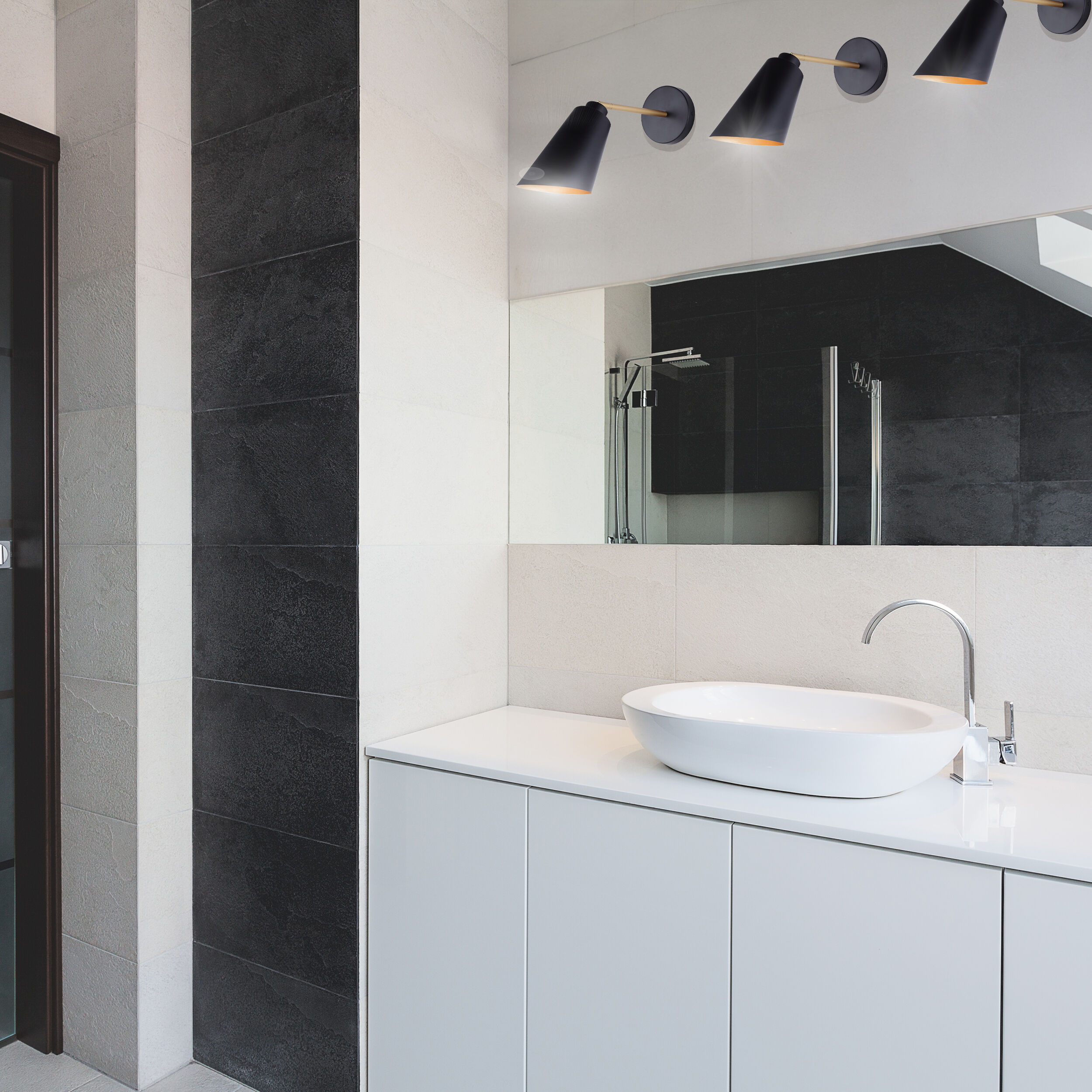 Rame 1 Light 11.66 inch Black/Gold Vanity Light Wall Light