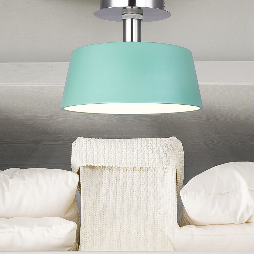 Jessa LED 12.75 inch Brushed Nickel/Green Flush Mount Ceiling Light in Brushed Nickel and Green