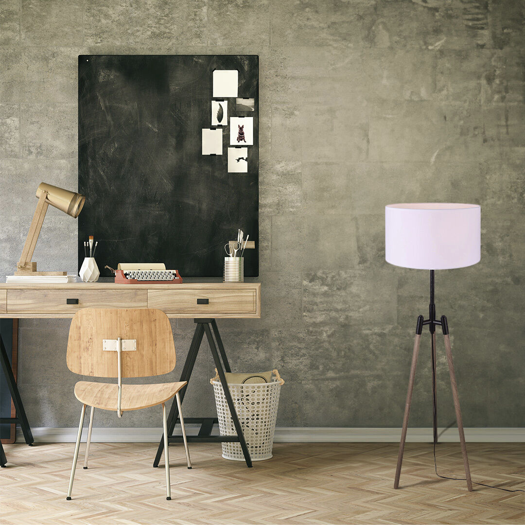 Sull 57 inch 150.00 watt Black and Wood Floor Lamp Portable Light