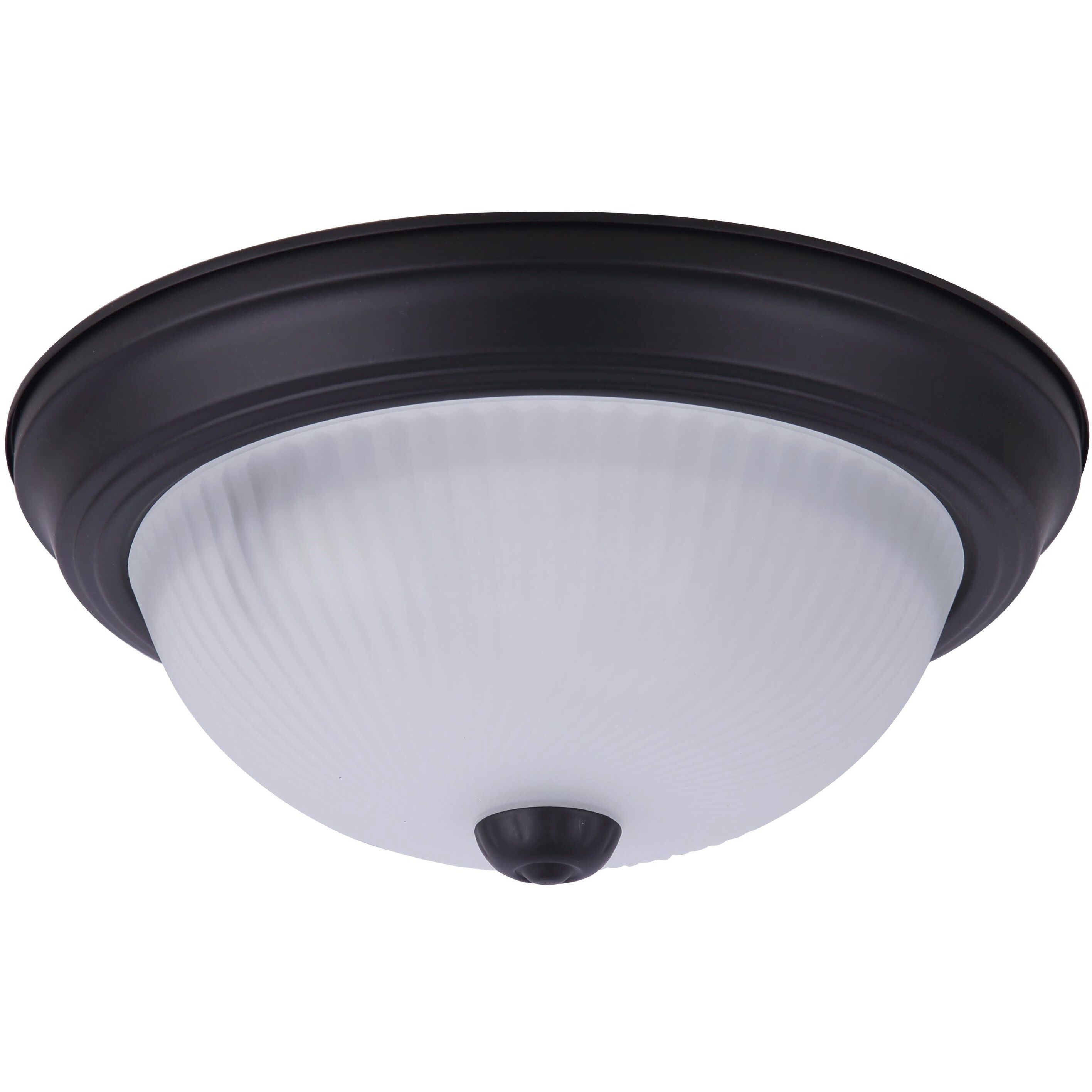 Madison 2 Light 11 inch Matte Black Flush Mount Ceiling Light in Frosted Ribbed Glass