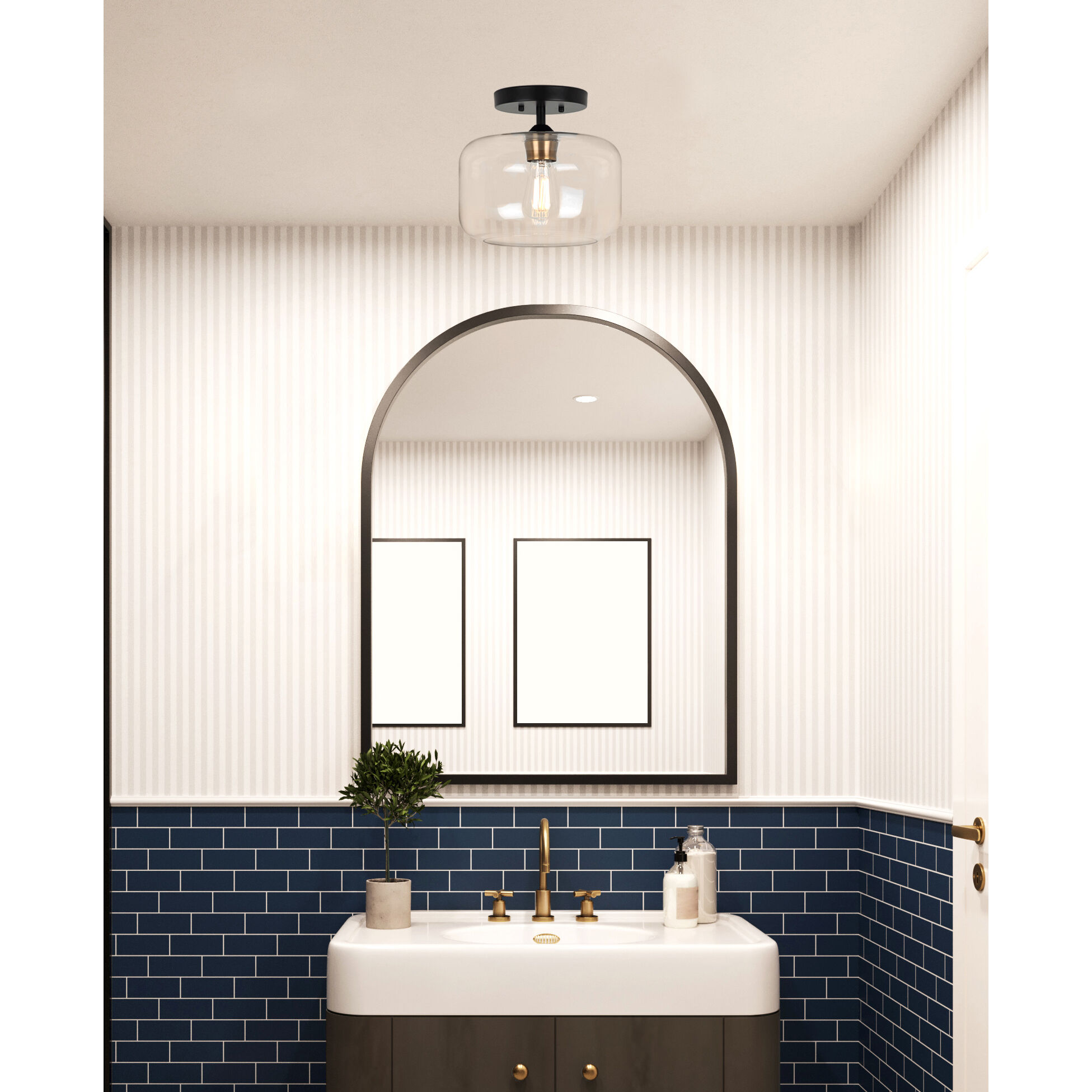 Fauna 1 Light 11 inch Matte Black/Gold Pendant Ceiling Light