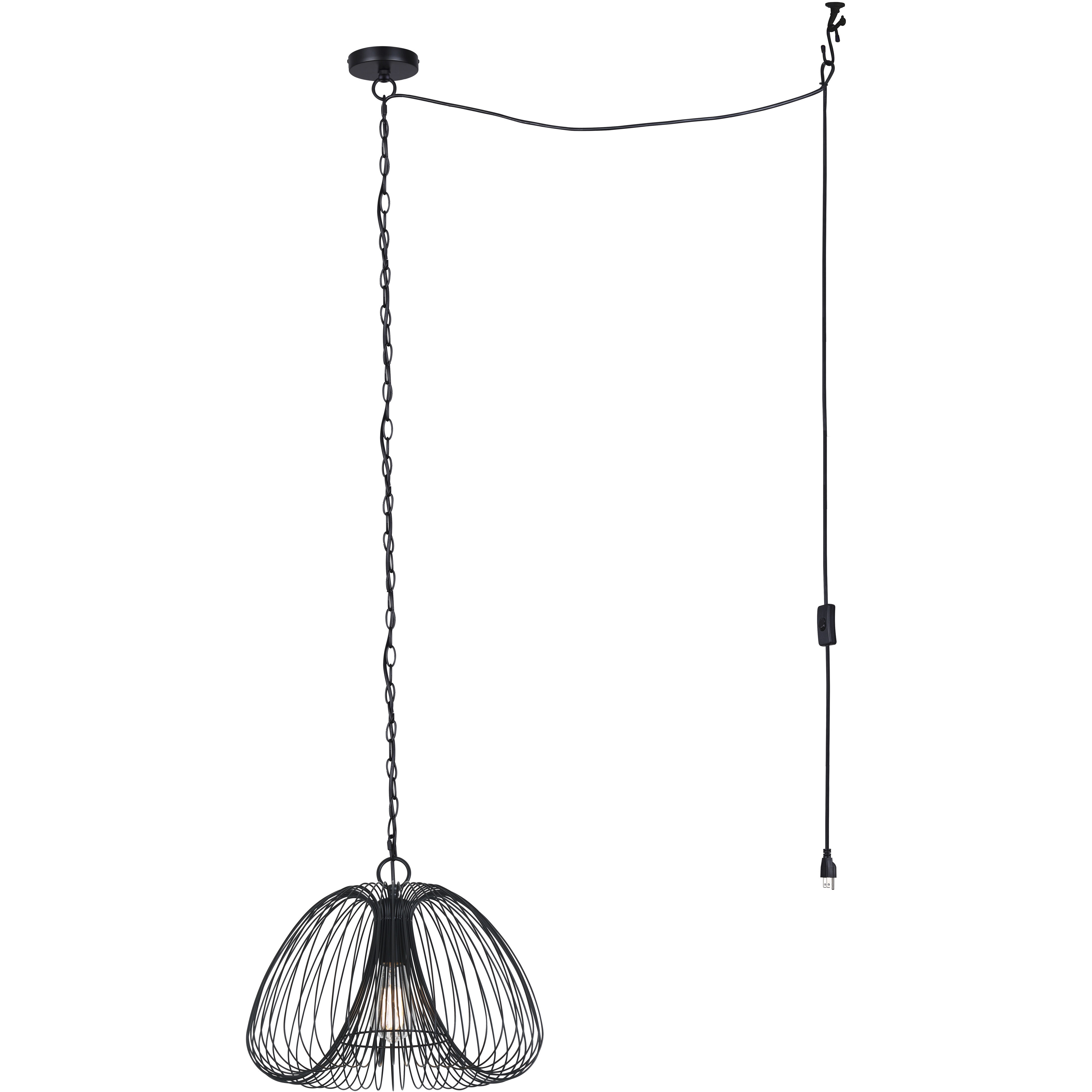 Stockholm 1 Light 16 inch Black Swag Pendant Ceiling Light