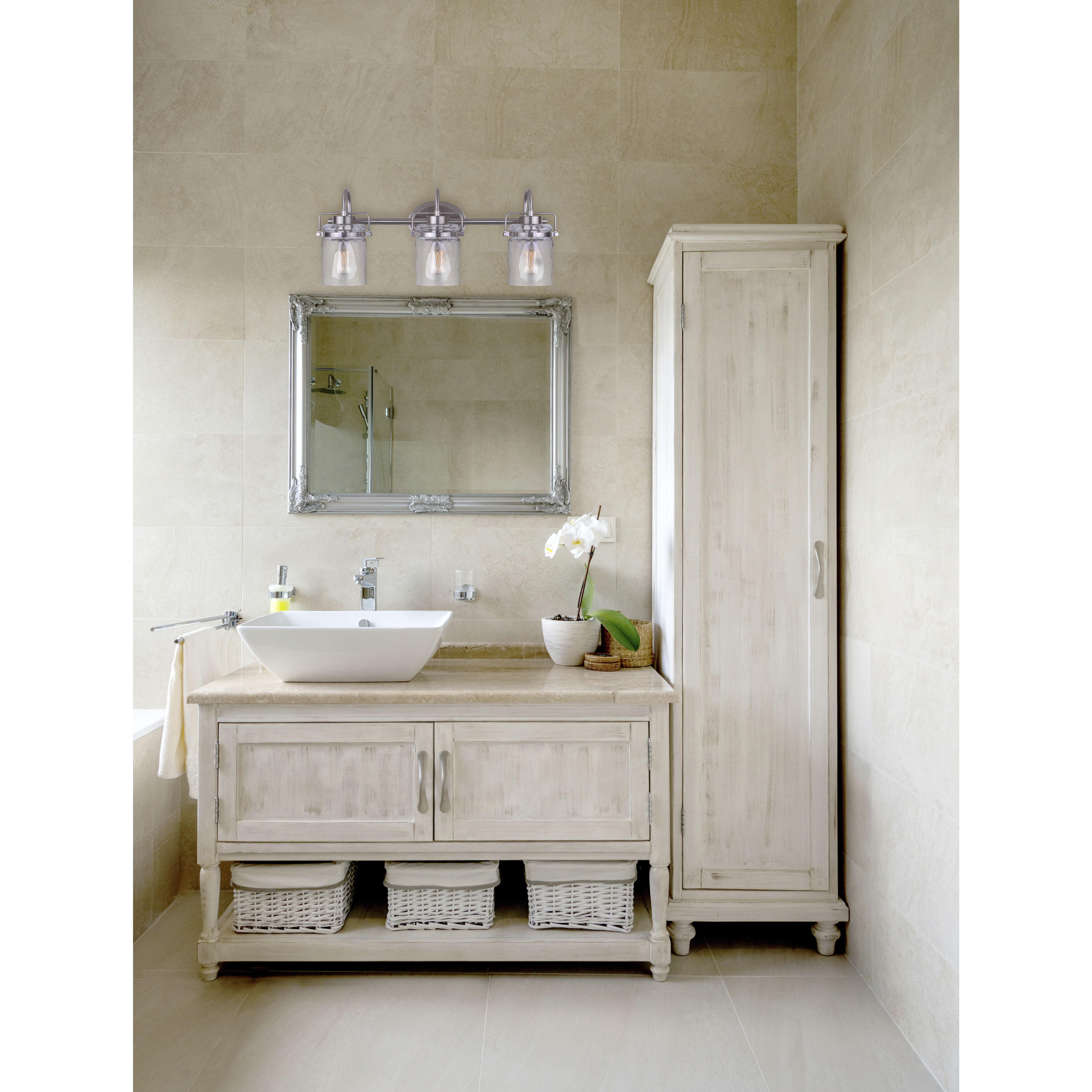 Madison 3 Light 25 inch Brushed Nickel Vanity Light Wall Light