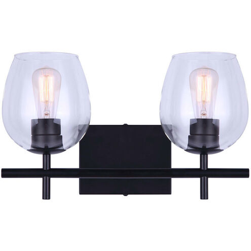 Madison 2 Light 16 inch Black Vanity Light Wall Light