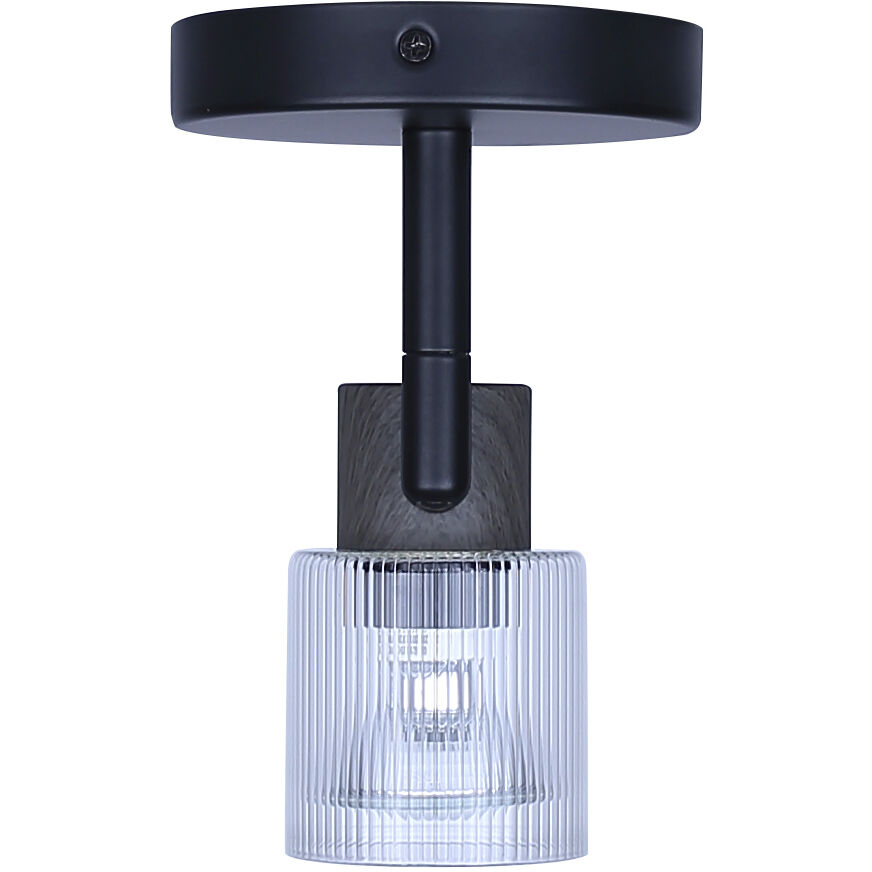 Owen 1 Light Black and Wood Track Lighting Ceiling Light