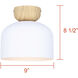 Caleb 1 Light 9 inch Matte White & Wood Flush Mount Ceiling Light