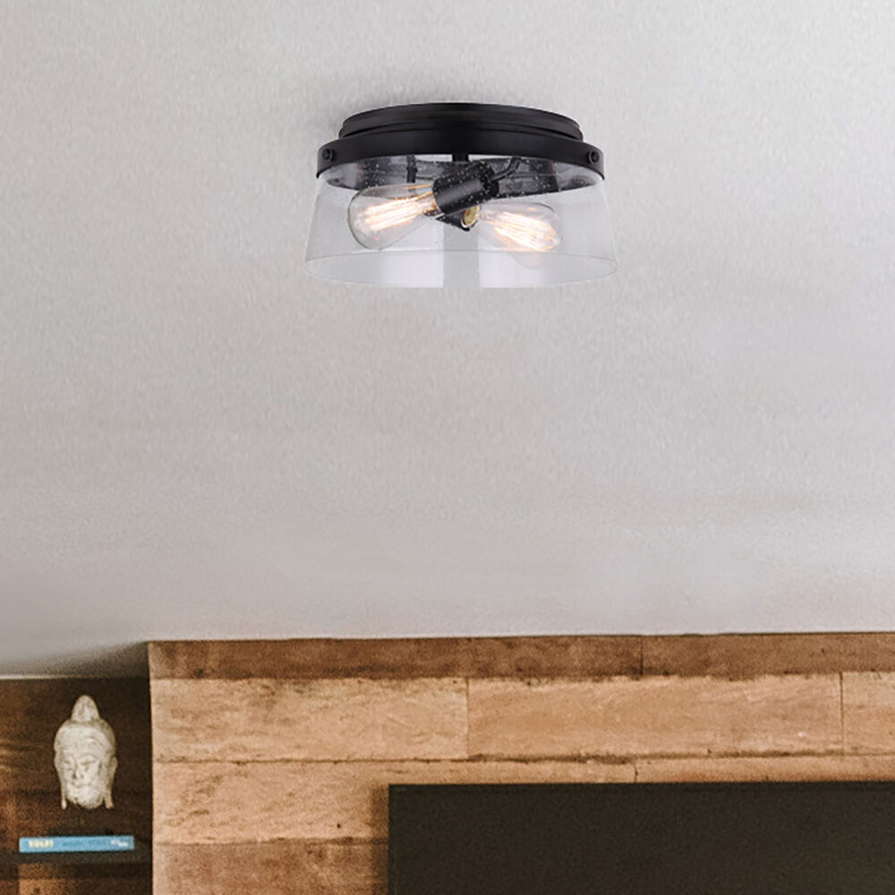 Declan 2 Light 13 inch Matte Black Flush Mount Ceiling Light