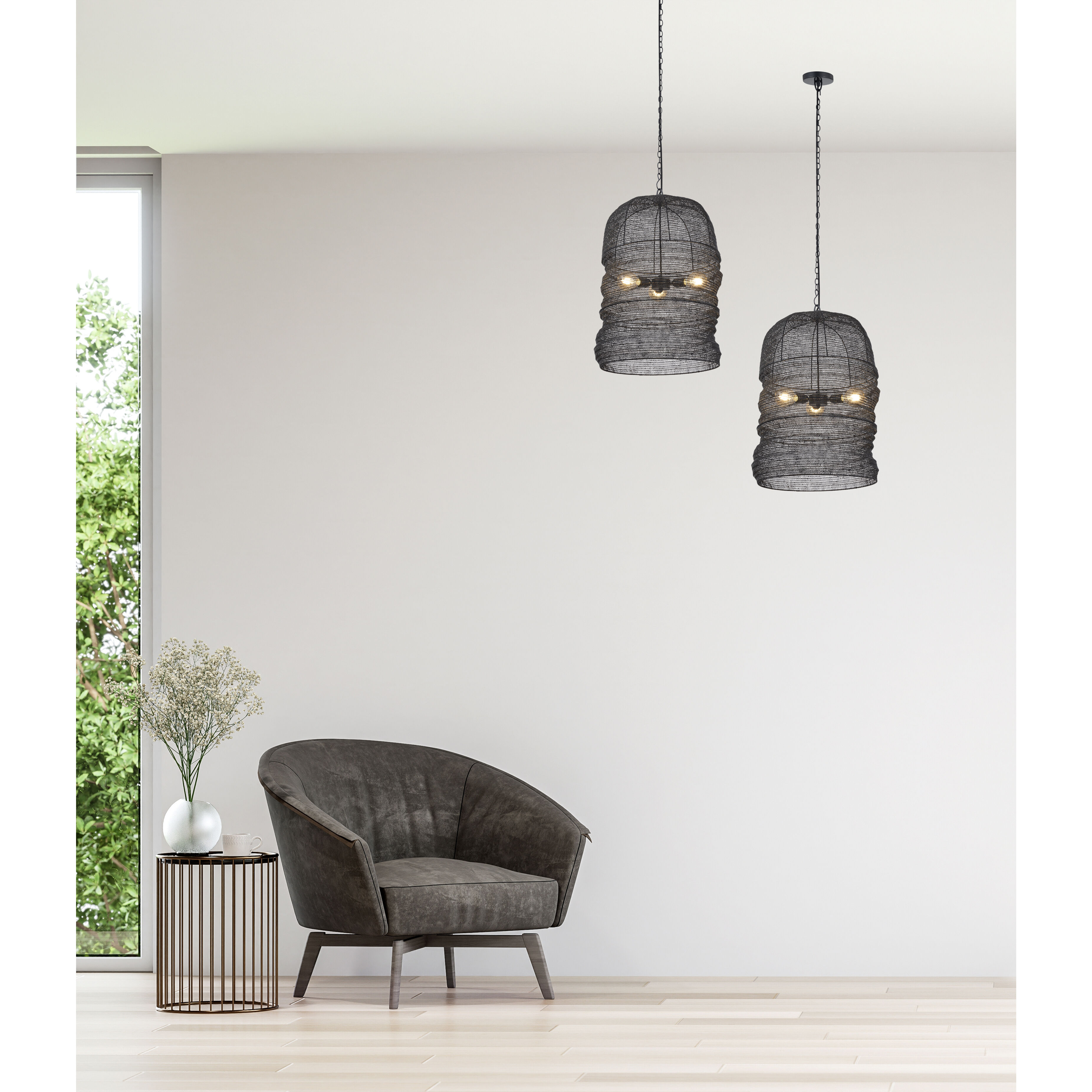 Kara 3 Light 20 inch Matte Black Pendant Ceiling Light