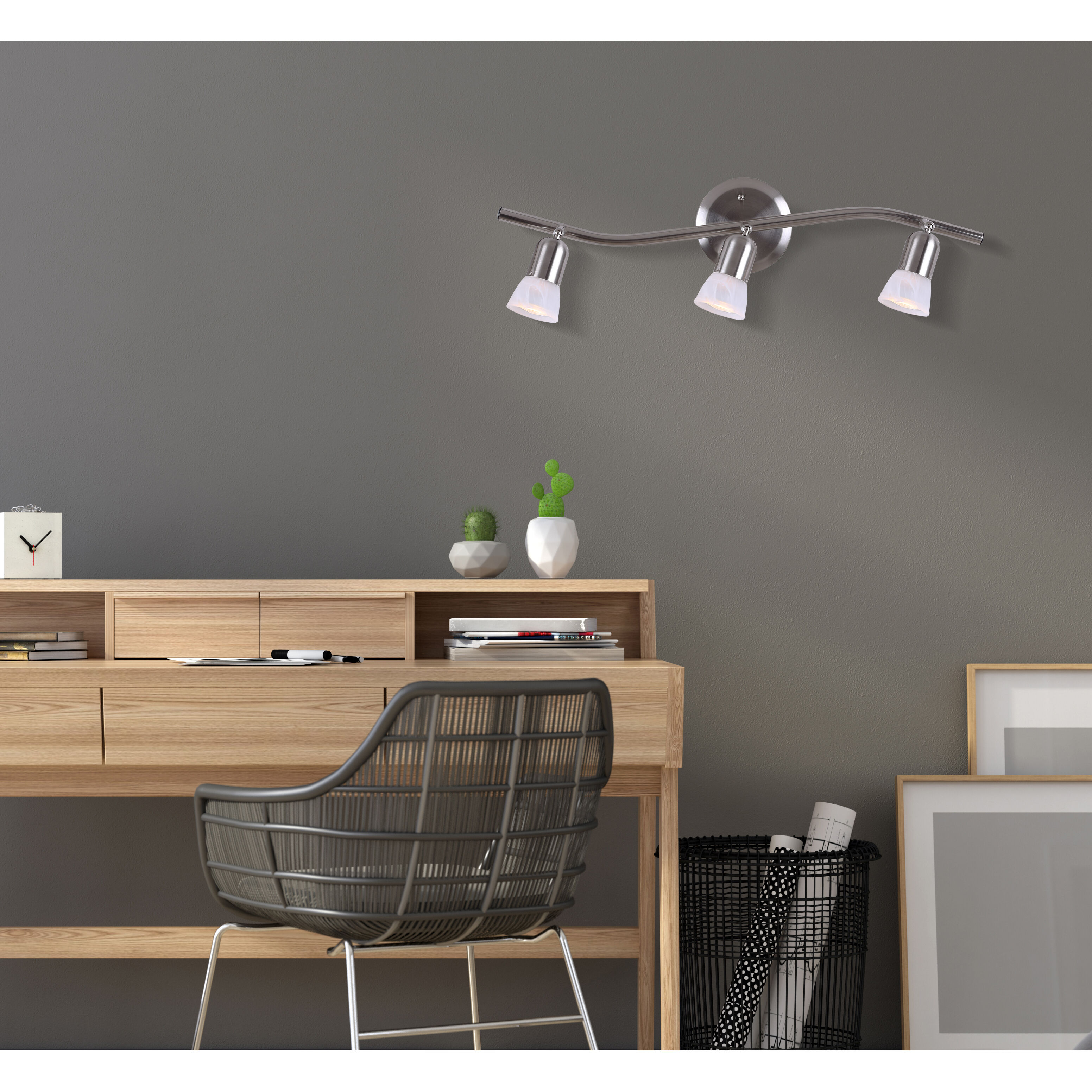 James 3 Light 120 Brushed Pewter Track Lighting Ceiling Light