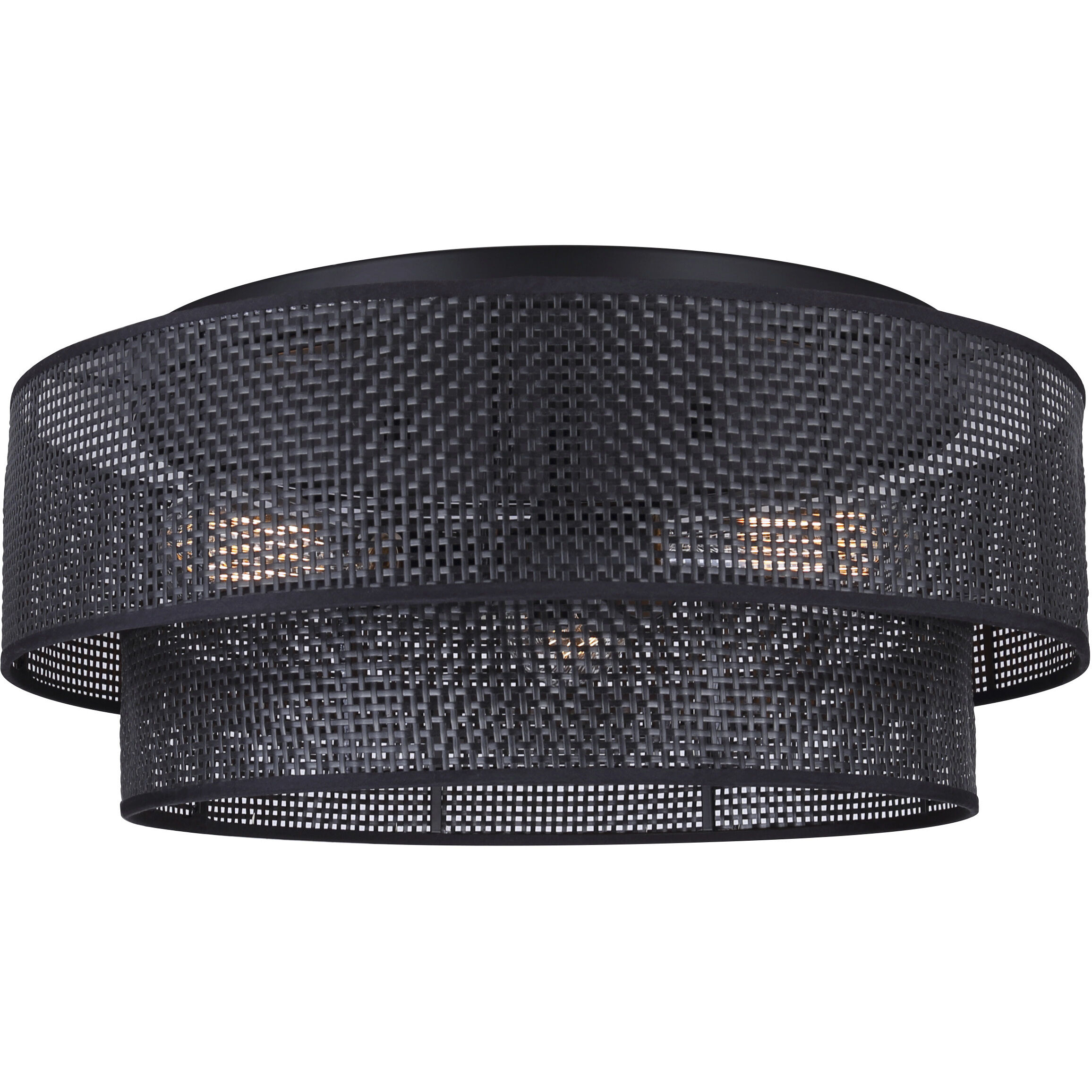 Bellamy 3 Light 19 inch Black Flush Mount Ceiling Light in Black Faux Rattan