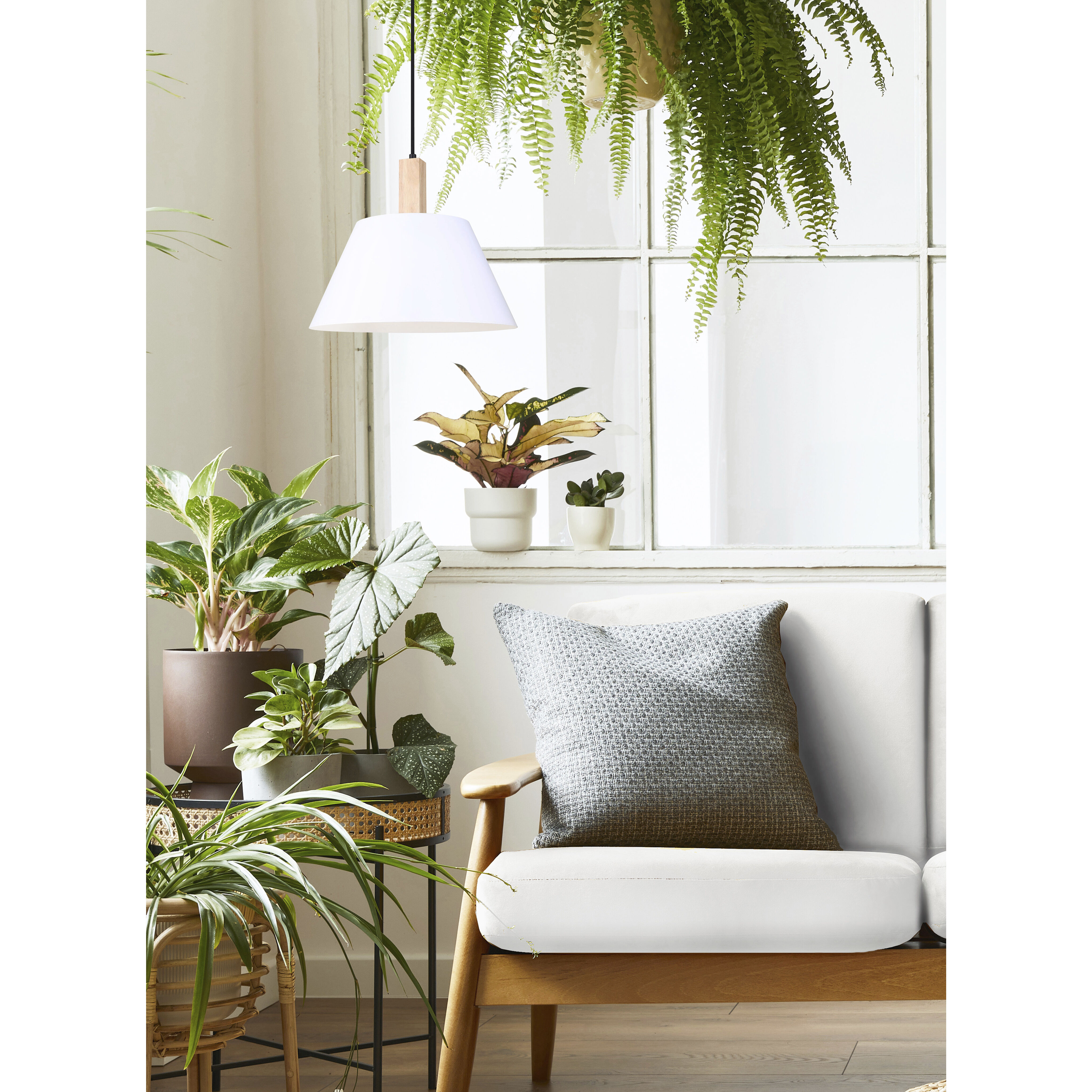 Harlyn 1 Light 14.5 inch Black/White/Wood Pendant Ceiling Light