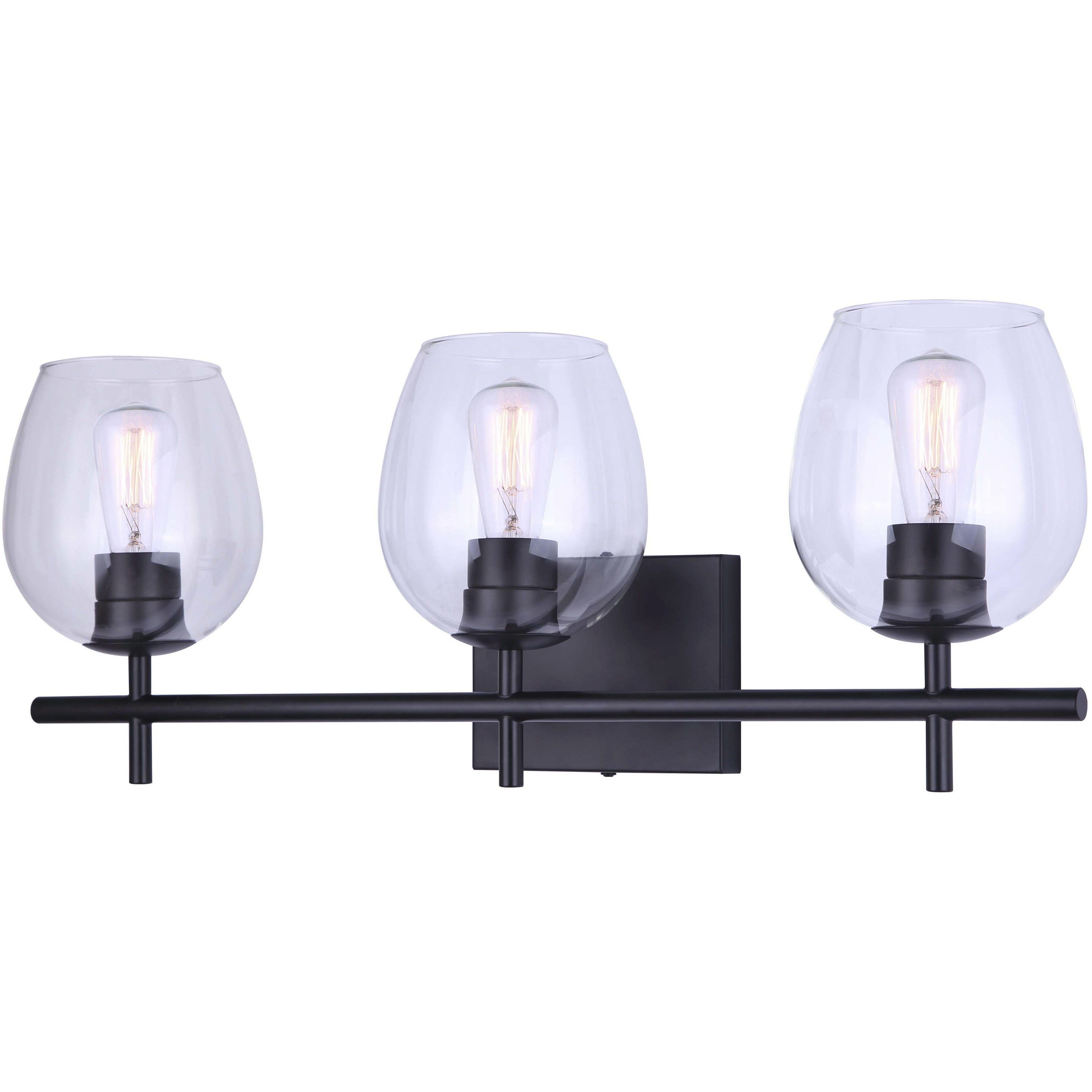 Madison 3 Light 25 inch Black Vanity Light Wall Light