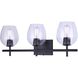 Madison 3 Light 25 inch Black Vanity Light Wall Light