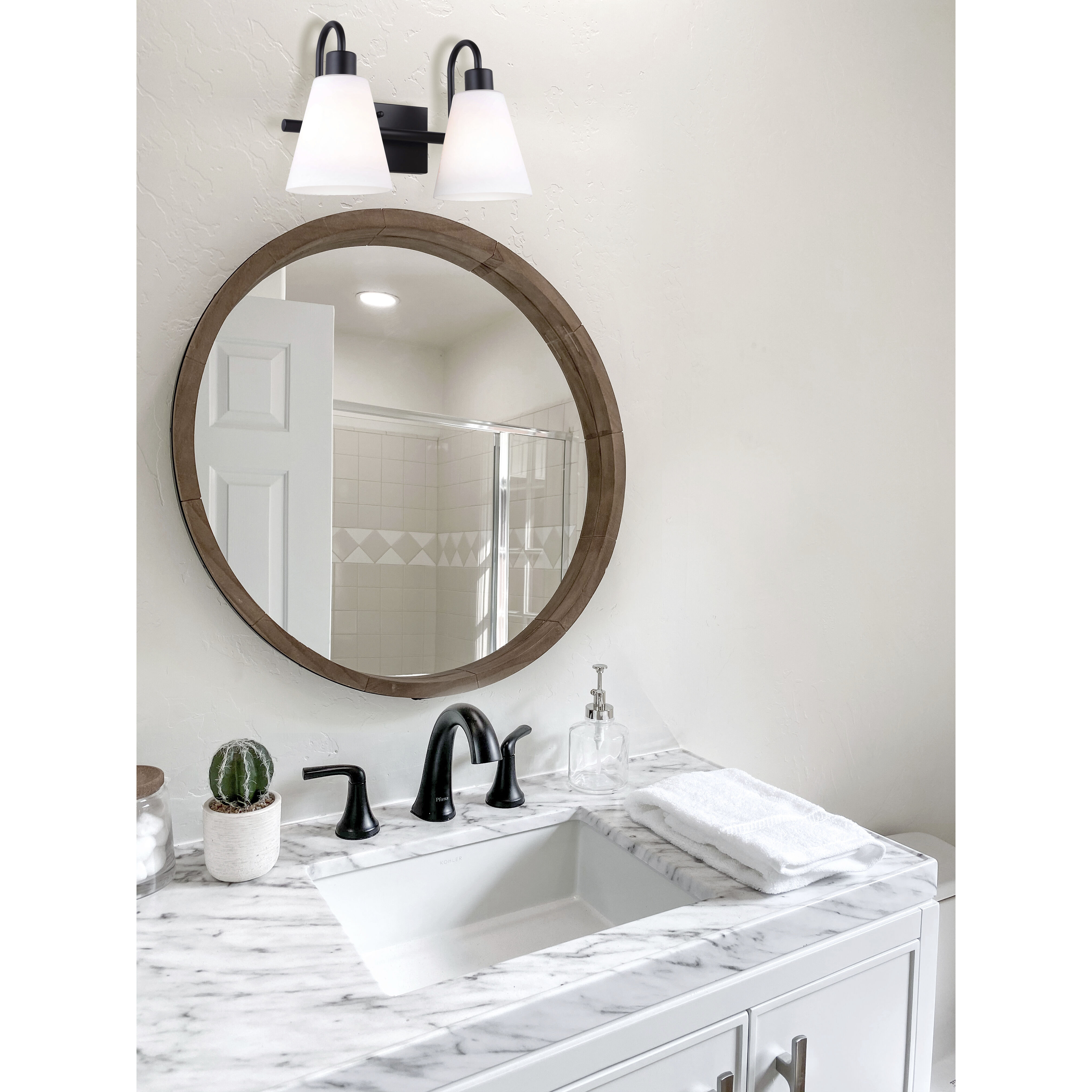 Wyler 2 Light Black Vanity Light Wall Light